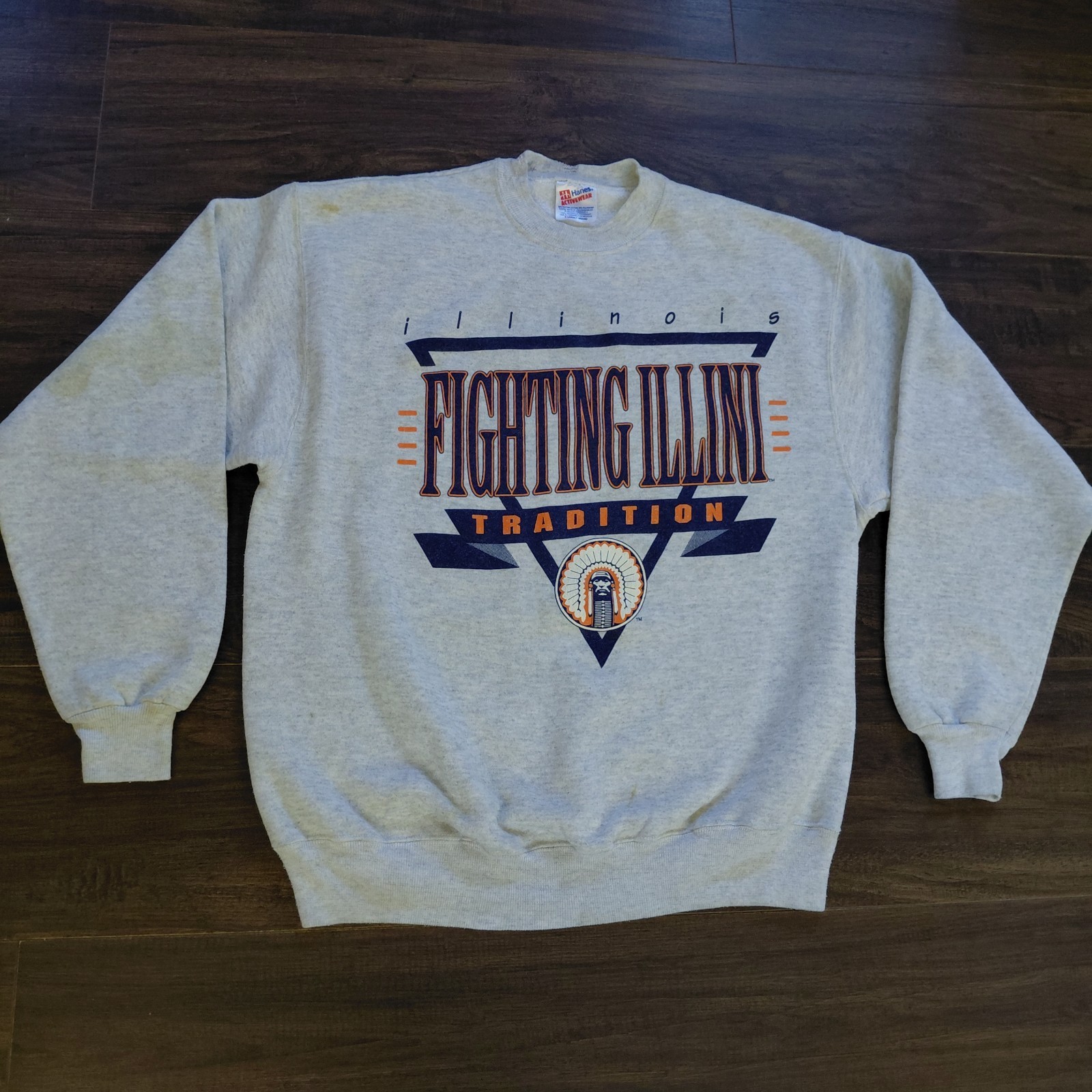 Vintage Illinois Fighting Illini Crewneck Sweatshirt - Size XL - Stains - NCAA
