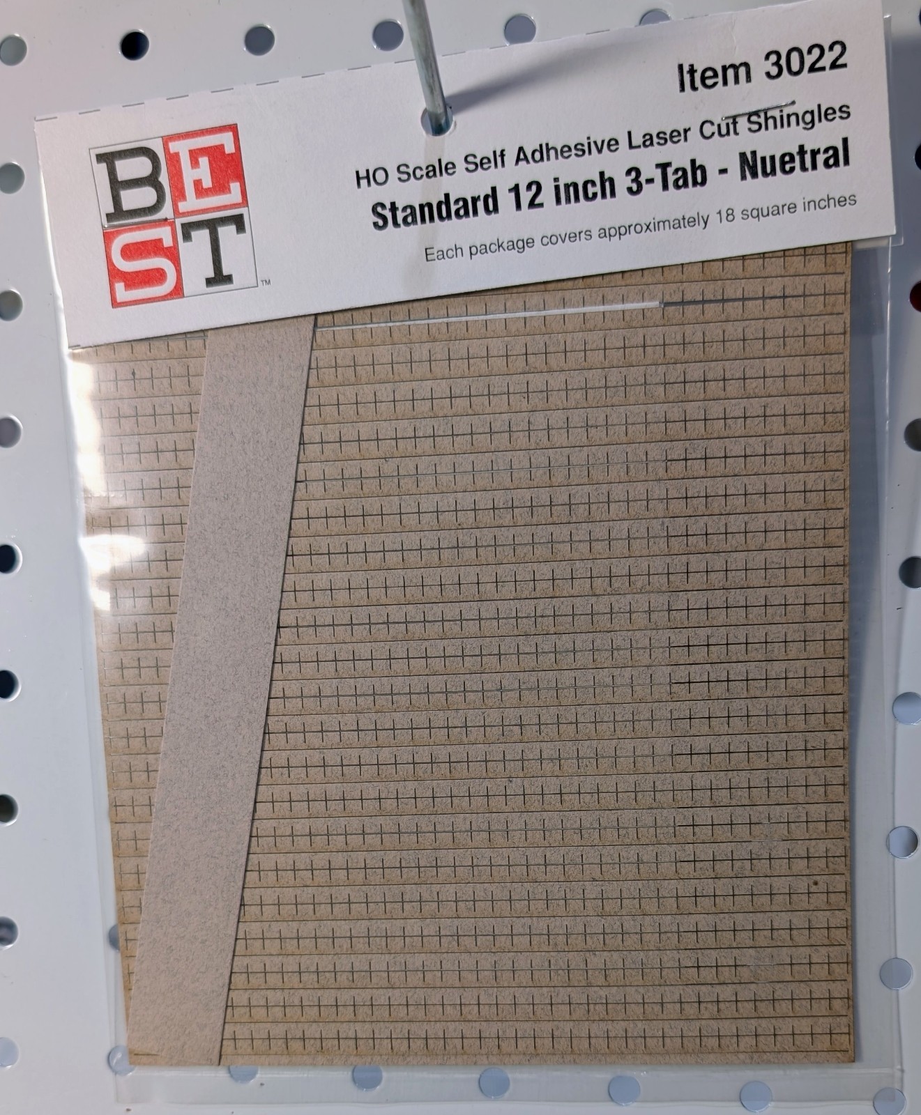 BEST Item 3022, HO Scale Self Adhesive Laser Cut Shingles, Std 12 BEST Item 3022, HO Scale Self Adhesive Laser Cut Shingles, Std 12