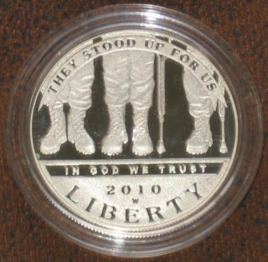 2010 W American Veterans Disabled Proof 90% Silver Dollar Unc NO COA BOX $1 1.00 2010 W American Veterans Disabled Proof 90% Silver Dollar Unc NO COA BOX $1 1.00