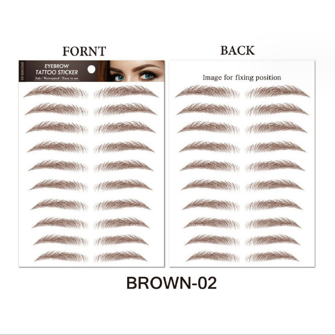 Set of 20 - Waterproof 6D Eyebrows Tattoo Stickers Hair-like Makeup Long Last
