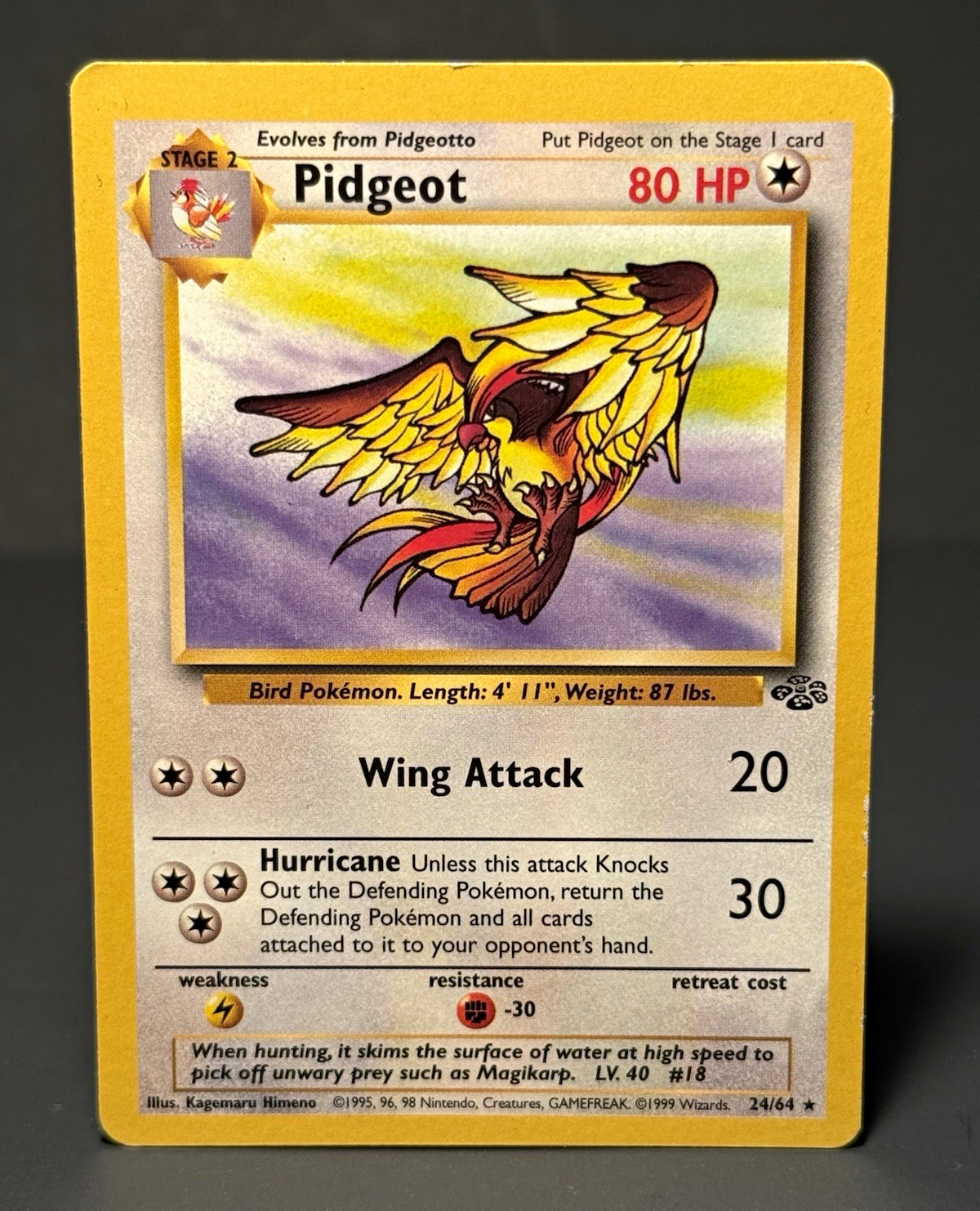 Pokemon Pidgeot 24/64 Jungle Rare Non-Holo WOTC 1999 Unlimited LP Pokemon Pidgeot 24/64 Jungle Rare Non-Holo WOTC 1999 Unlimited LP