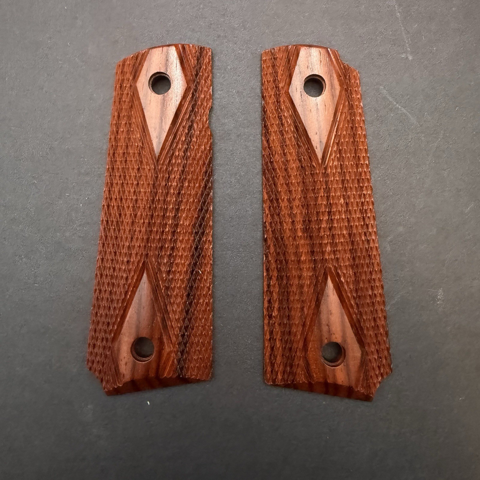 Herrett Extra Fancy Cocobolo Wood Grips Full Sized Colt 1911 Checkered Diamond
