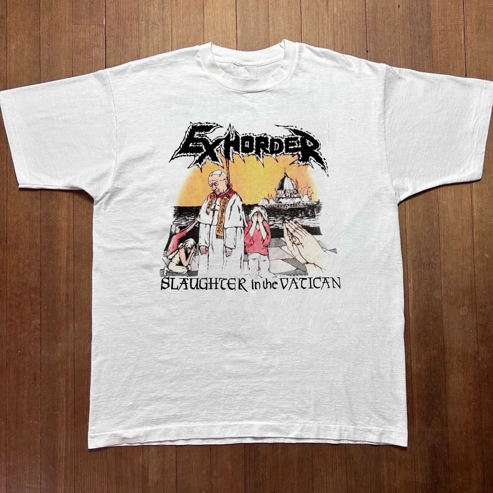 Exhorder Slaughter In The Vatican Thrash Metal White Graphic T-Shirt