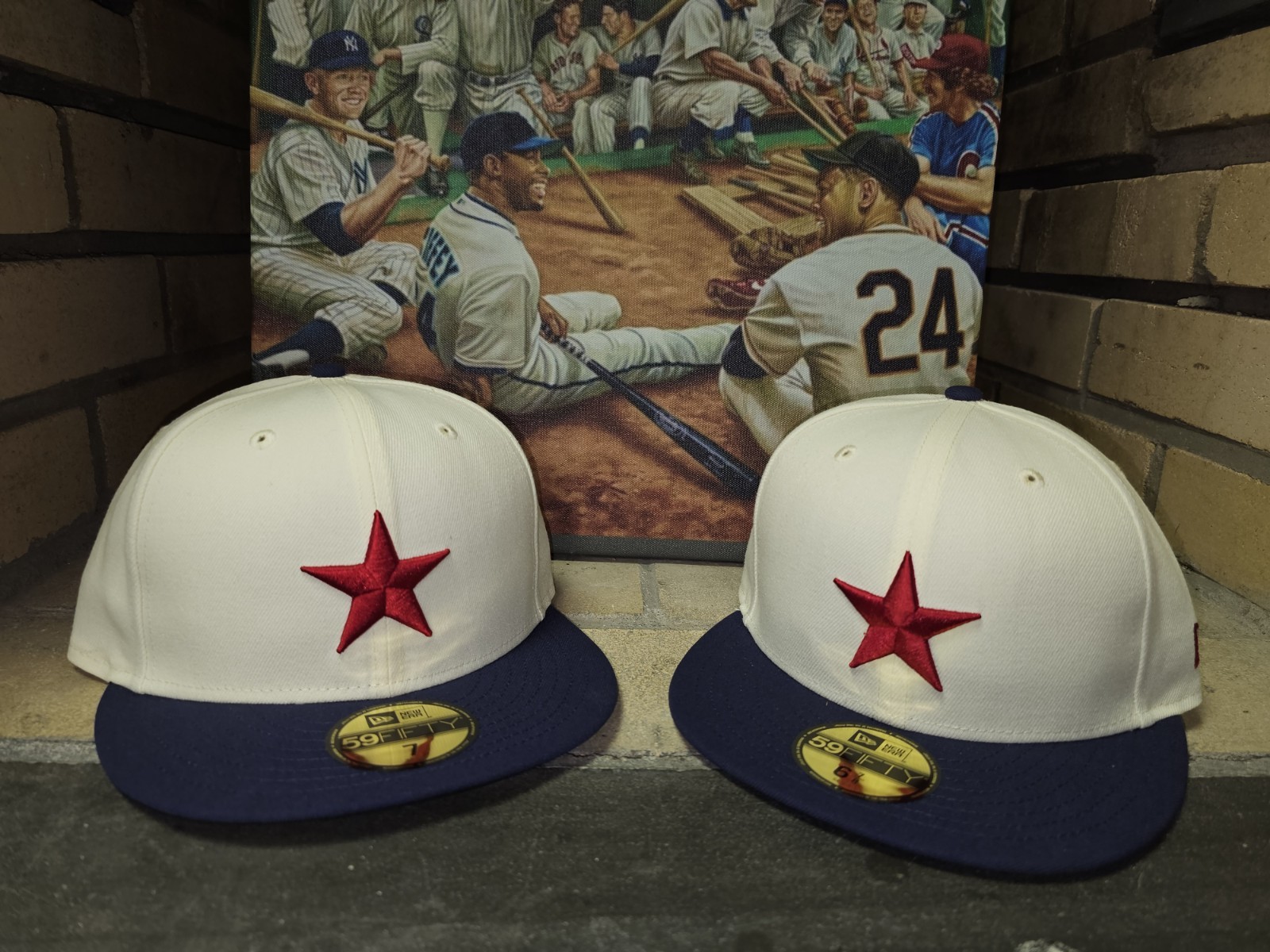 Detroit Stars Negro Leagues Cream Navy New Era 59Fifty Fitted Hat sz 7