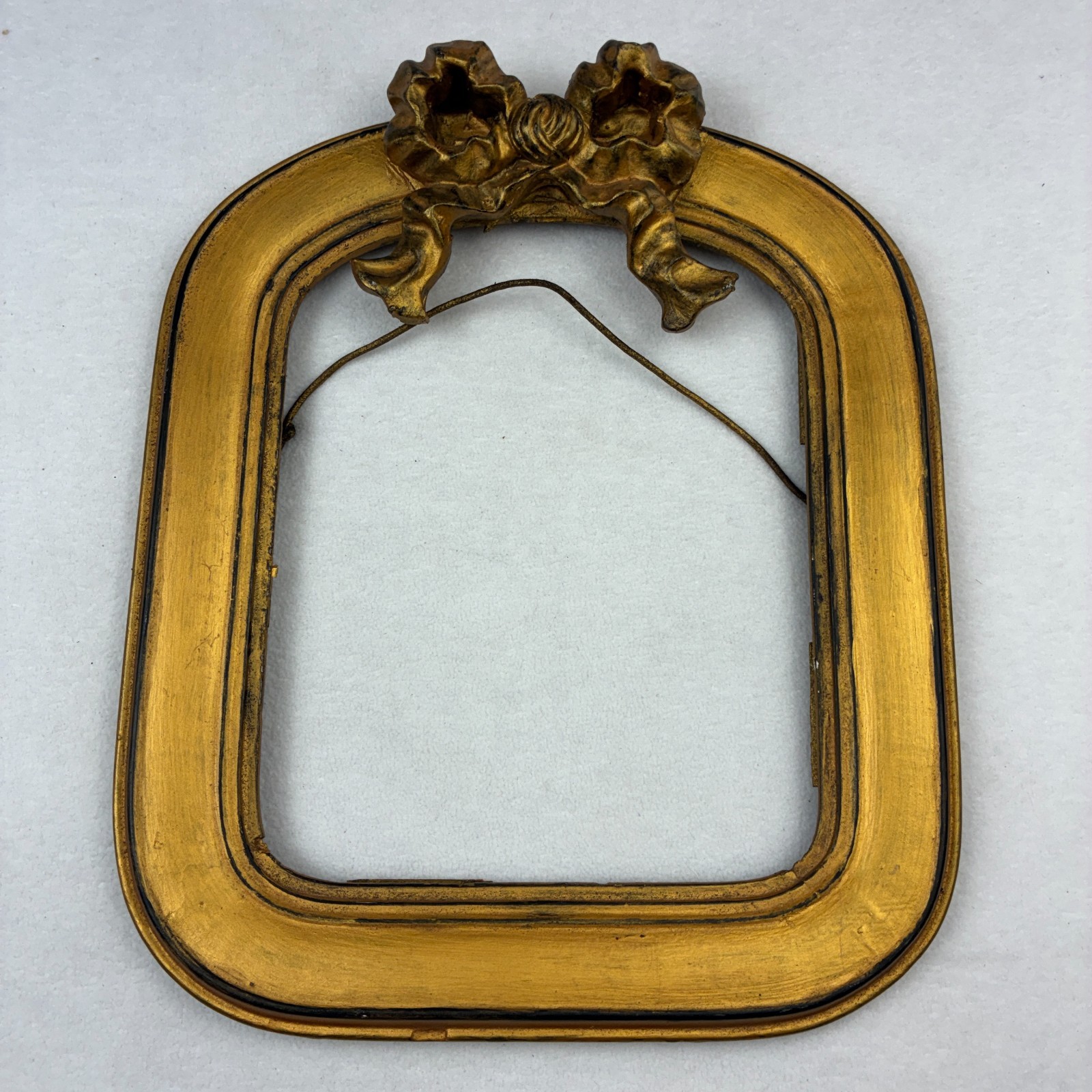 Antique 19thC French Louis XVI Gilt Wood & Gesso Picture Frame, Bow Ribbon 14x12