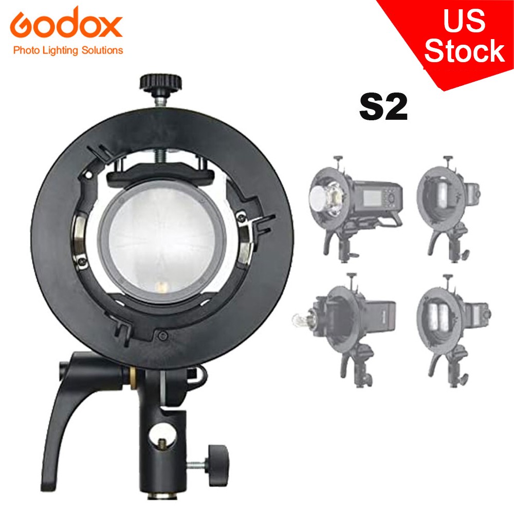 GODOX S2 Flash S-Type Bracket with Bowens Mount for Godox V1Pro V100 AD200ProII GODOX S2 Flash S-Type Bracket with Bowens Mount for Godox V1Pro V100 AD200ProII