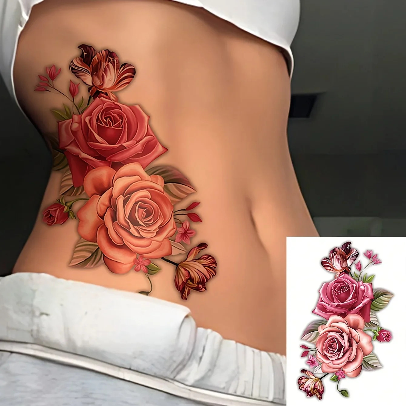 Big Size Realistic Rose Temporary Tattoo Stickers For Women Girls Romantic Body Big Size Realistic Rose Temporary Tattoo Stickers For Women Girls Romantic Body