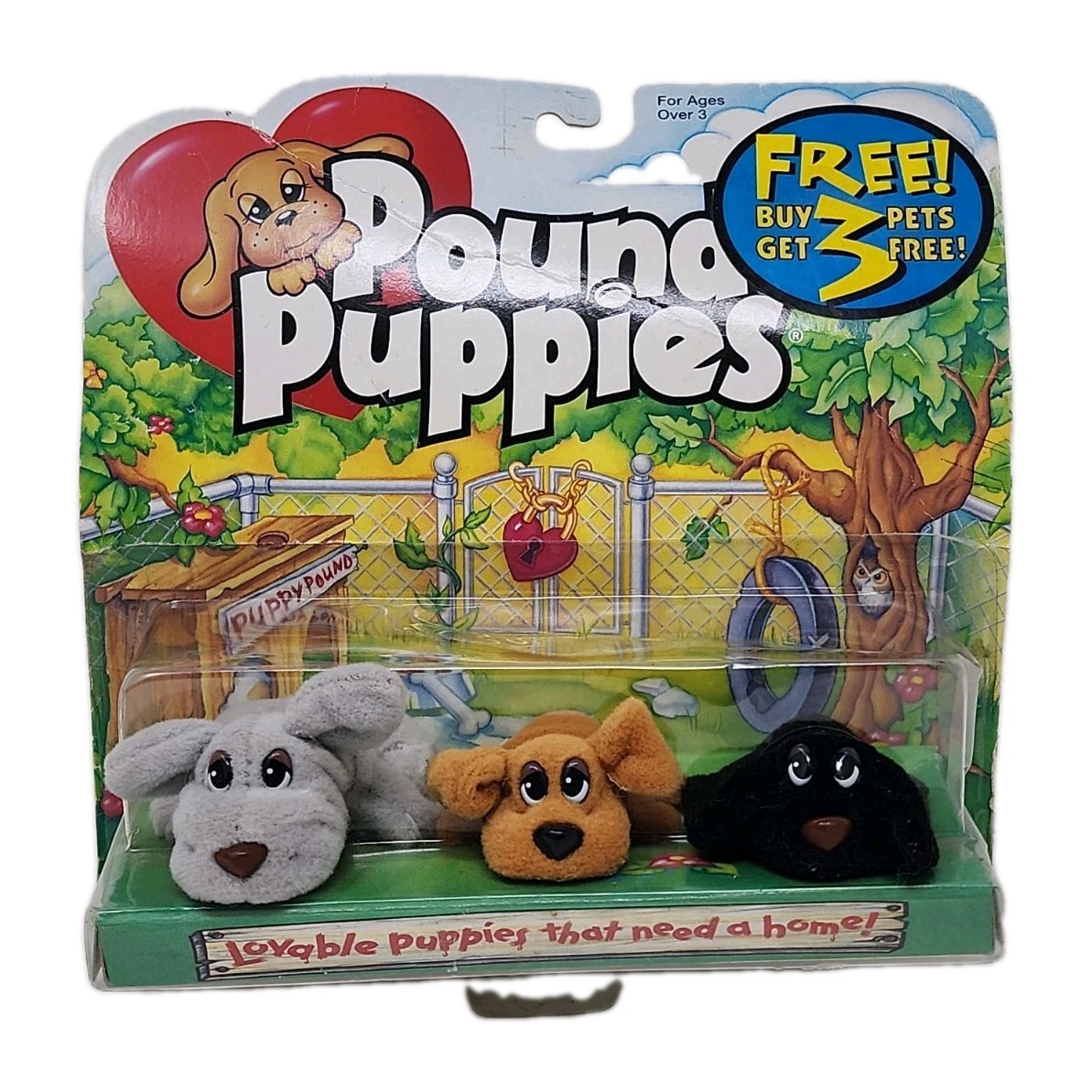 Vintage 1995  Pound Puppies 3 Pack Set New Old Stock