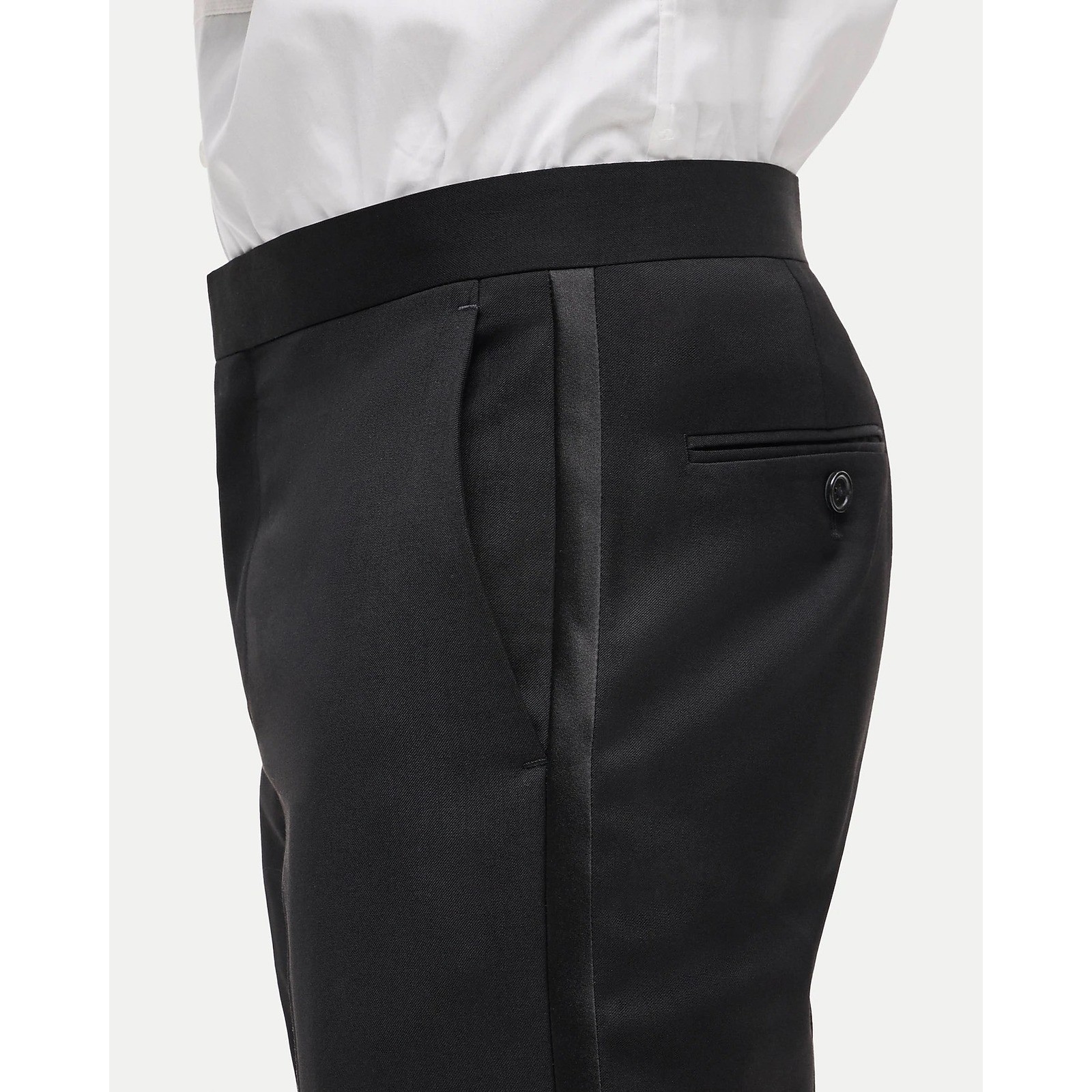 J.Crew Mens 31x30 Ludlow Tuxedo Pants Black Wool Satin Stripe 17555 NEW
