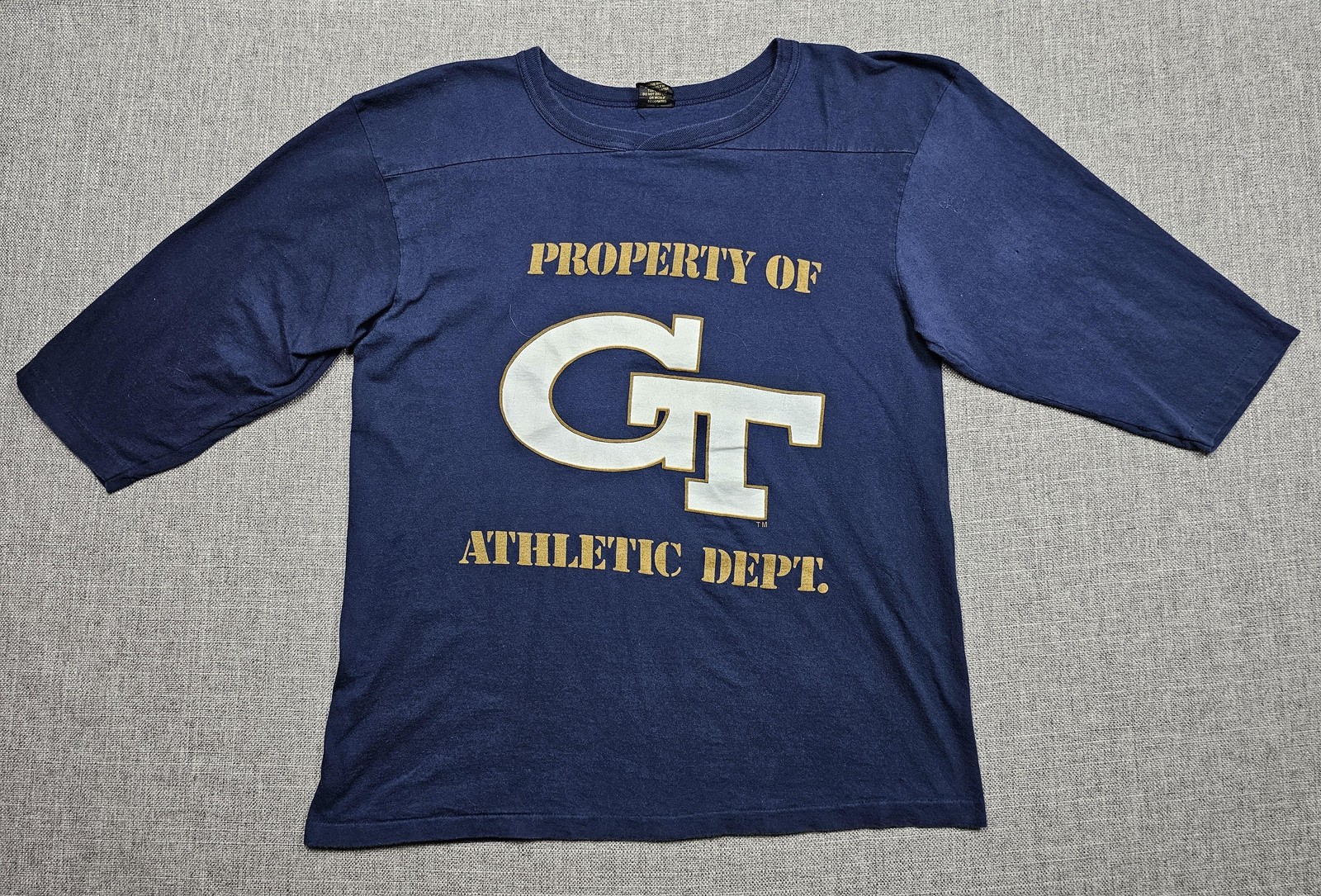 VINTAGE Georgia Tech Yellow Jackets Shirt Mens Large Blue NCAA Football Ebert