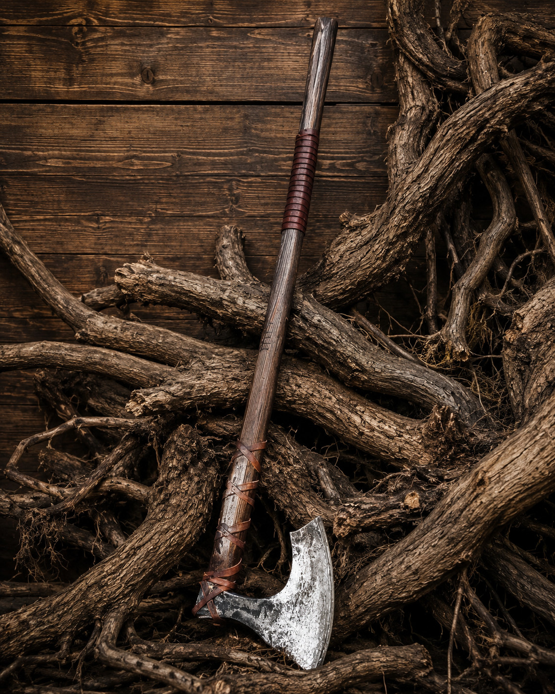 Handmade Viking Axe Bearded Battle Axe Wood Handle Leather Wrap Gift Norse