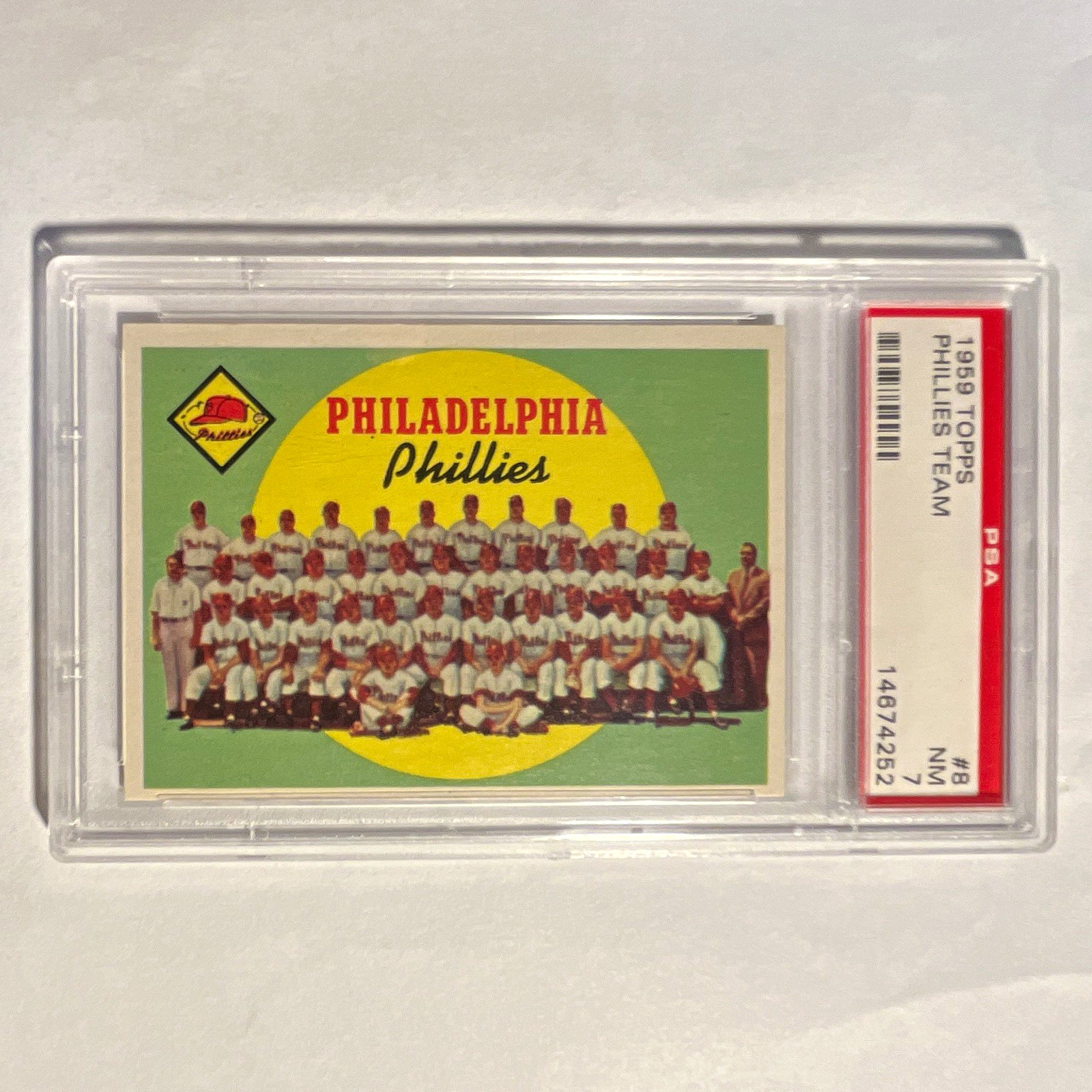 1959 Topps Phillies Team #8 - First Series Checklist - PSA 7 NM