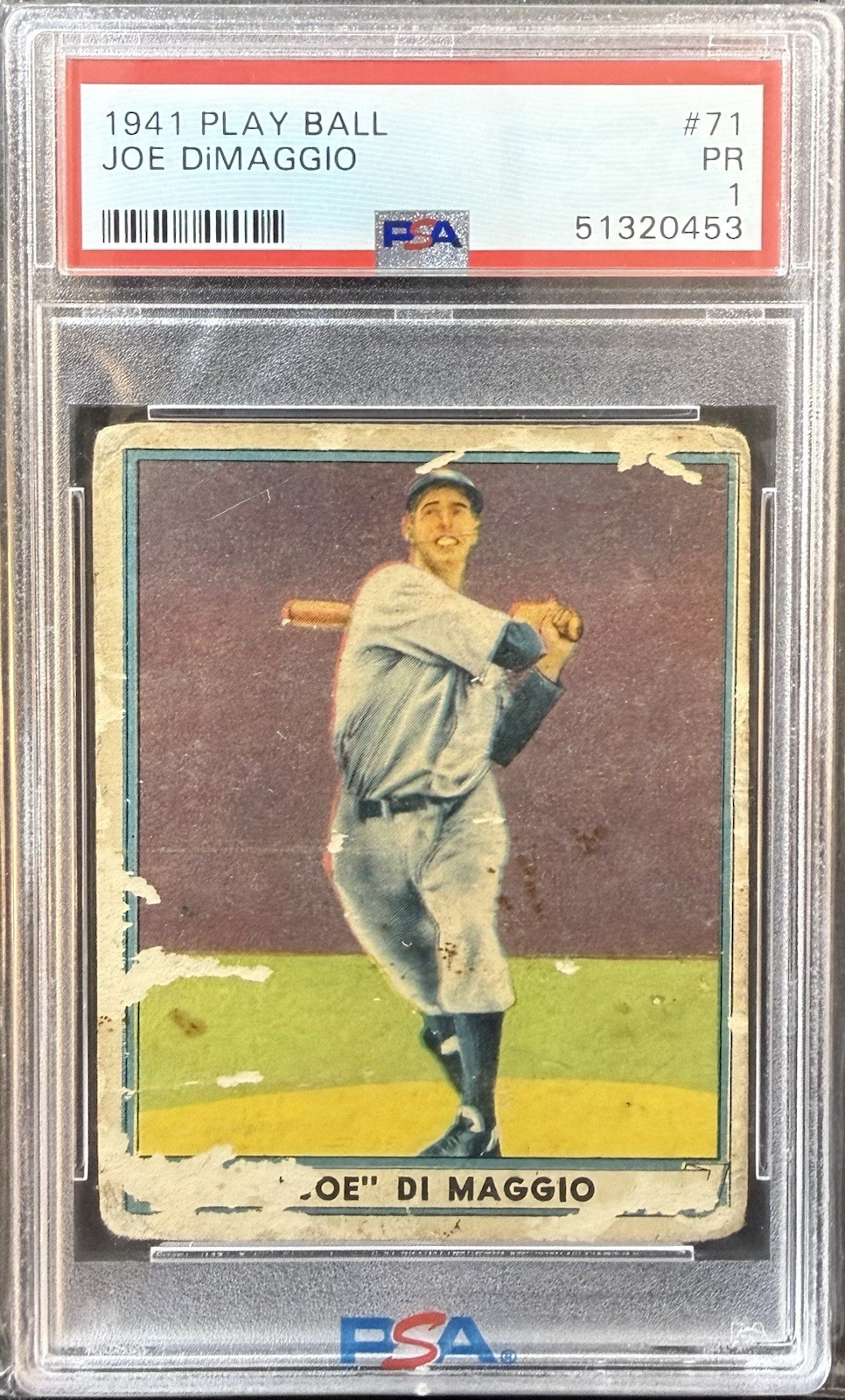 🔥1941 Play Ball Joe DiMaggio #71 New York Yankees HOF PSA 1 📈 🔥1941 Play Ball Joe DiMaggio #71 New York Yankees HOF PSA 1 📈