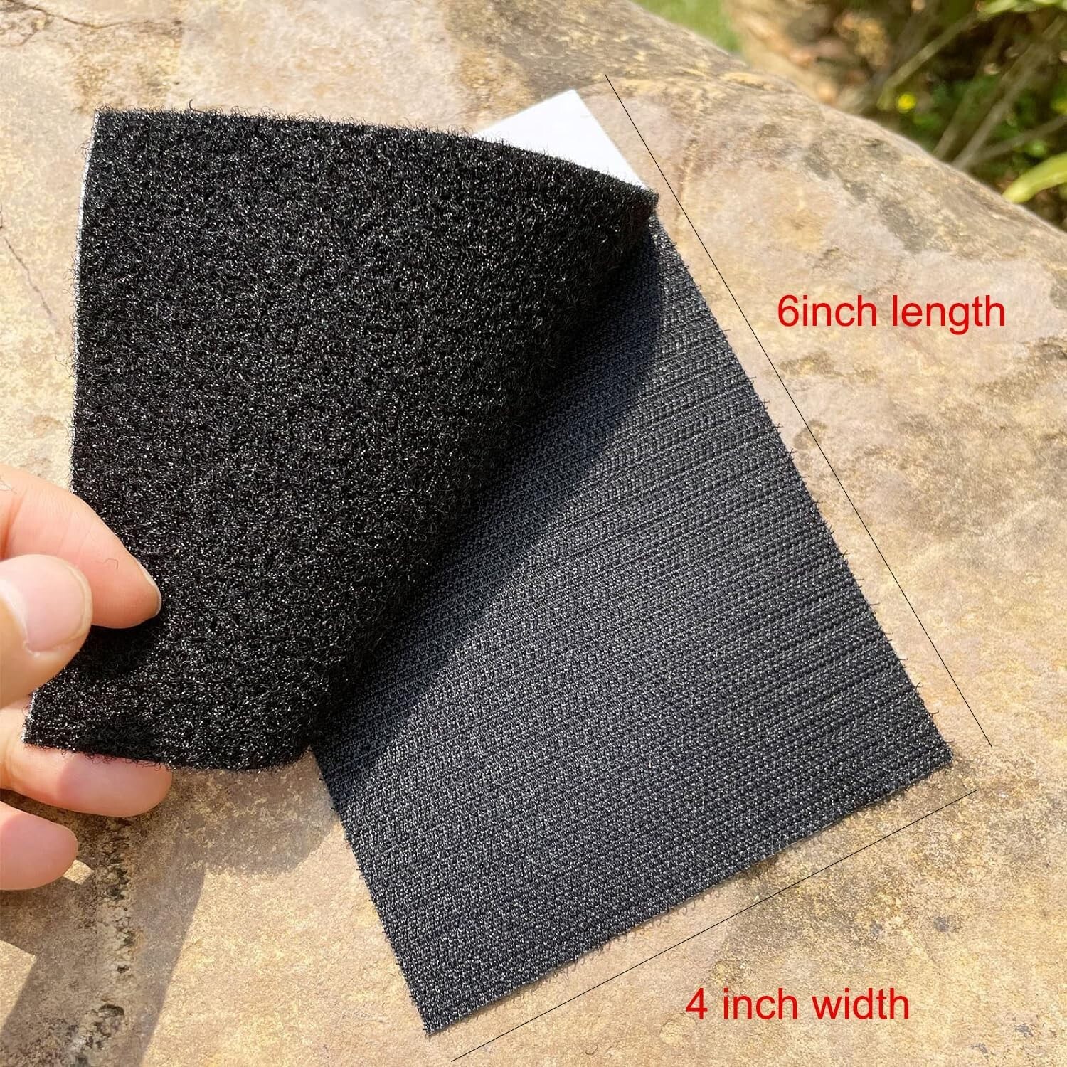 4” x 6” Heavy Duty Patch Hook and Loop Self Adhesive Black Inch Large Set