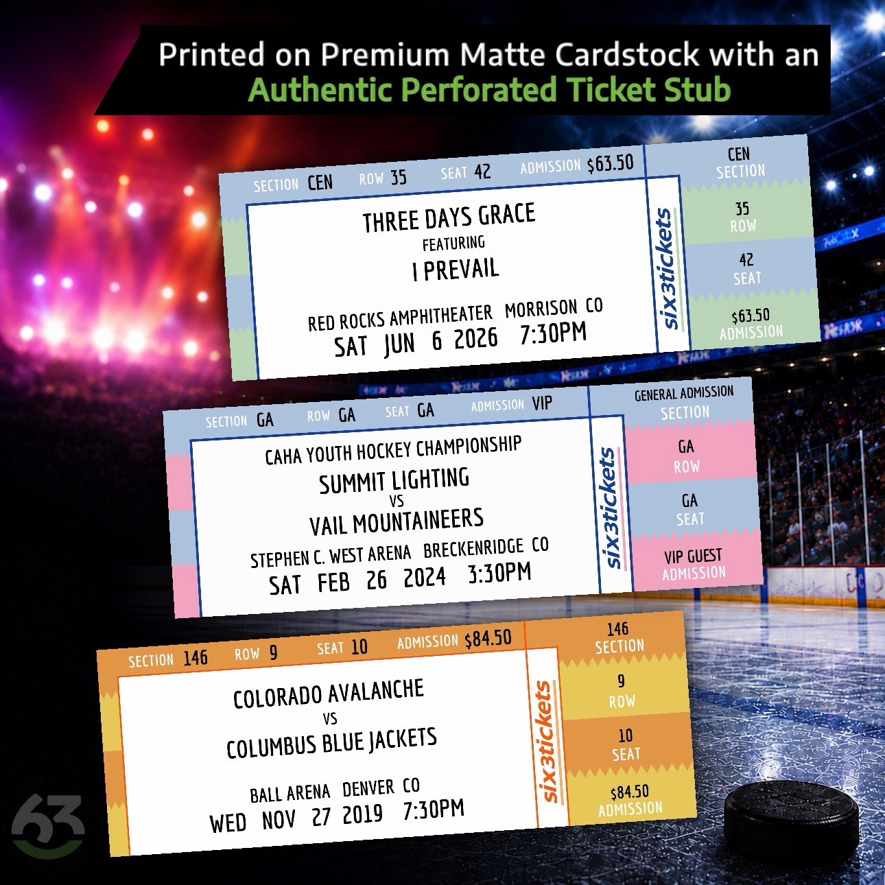 Custom Printed Souvenir Ticket Stub For Youth Sports Pro Sports Concerts Plays
