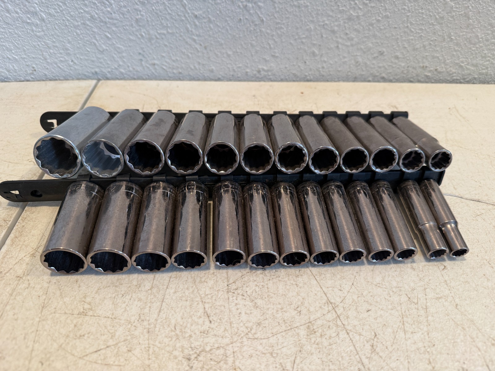 Vintage Craftsman 12 Pt Deep Socket Set Metric 3/8 Drive Made In USA Chrome Lot
