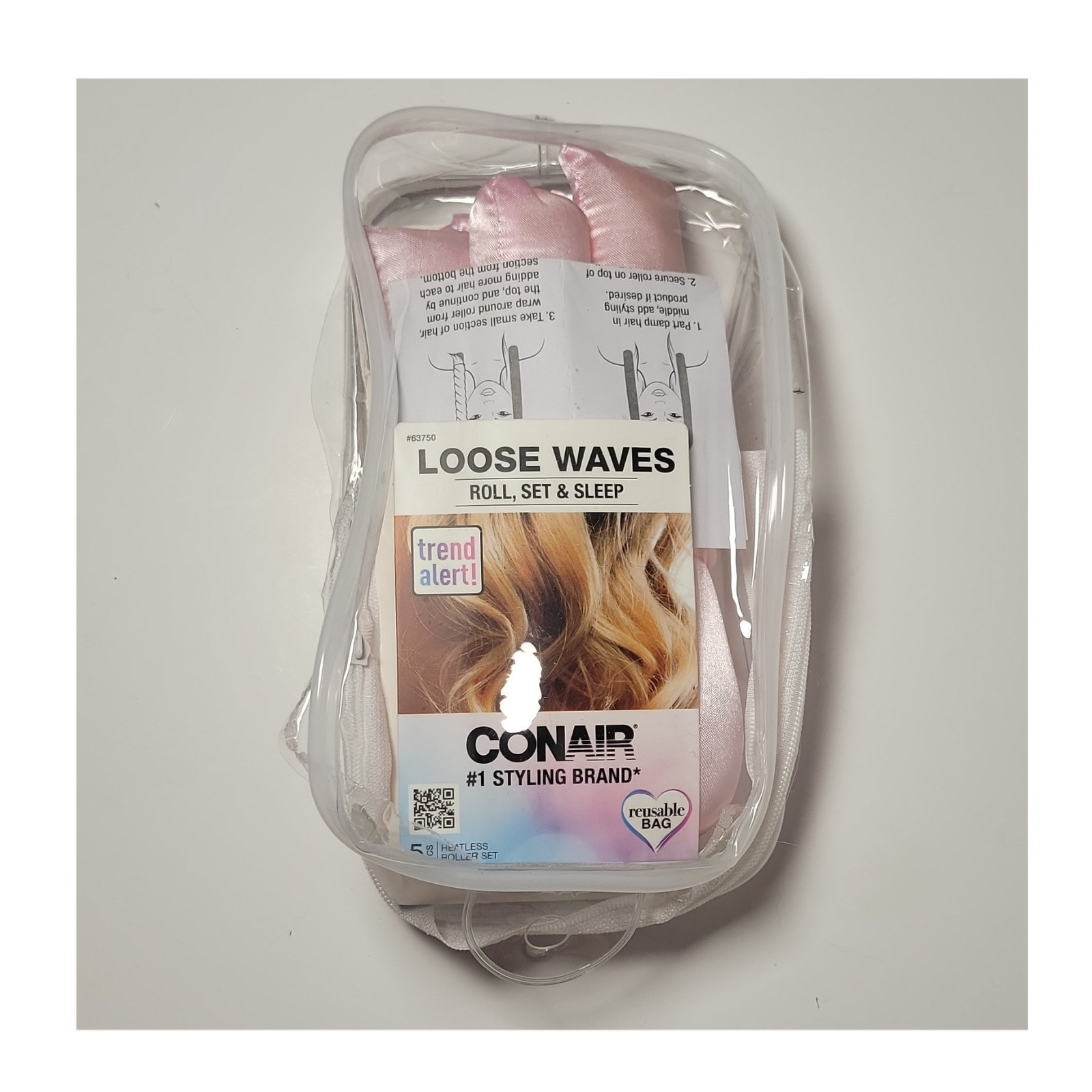 Conair Loose Waves Heatless Roller Set with Torn Bag, Pink (MPN 63750) Conair Loose Waves Heatless Roller Set with Torn Bag, Pink (MPN 63750)