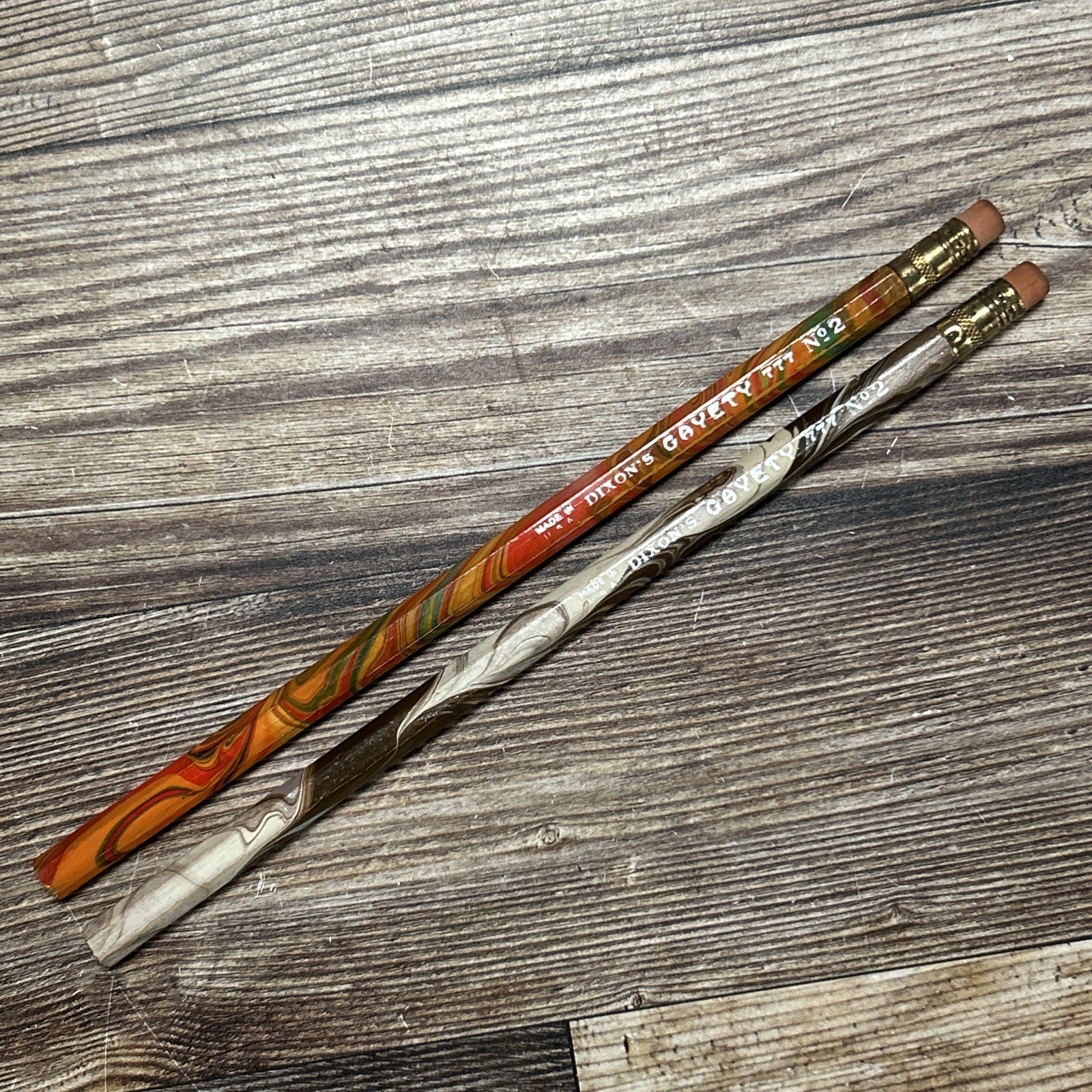 Vintage Dixon Gayety 777 No 2 Pencil Lot of Two Marbled Unsharpened 1940s-1950s