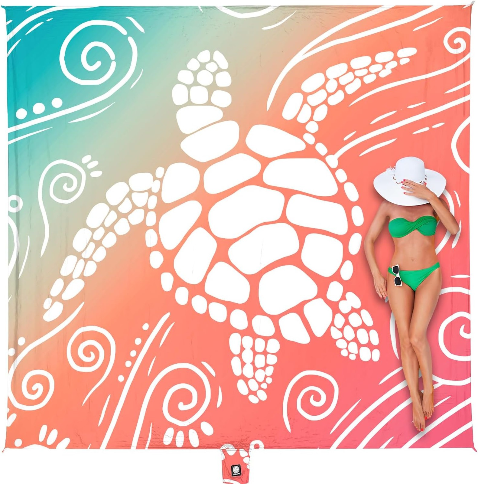 Beach Blanket Waterproof Sandproof Oversized 8 ft x 7 ft Microfiber Polyester