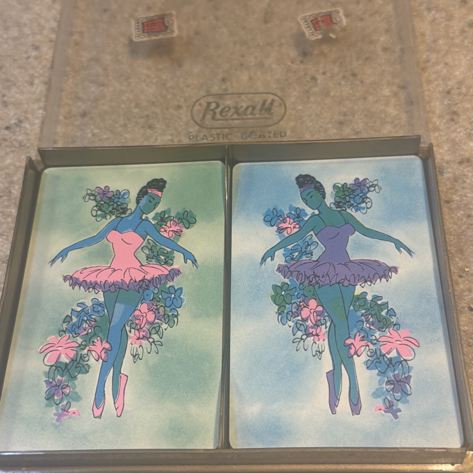 Vintage 1960’s Rexall Playing Cards Complete Set Green 3 Jokers Ballerina w/Case Vintage 1960’s Rexall Playing Cards Complete Set Green 3 Jokers Ballerina w/Case