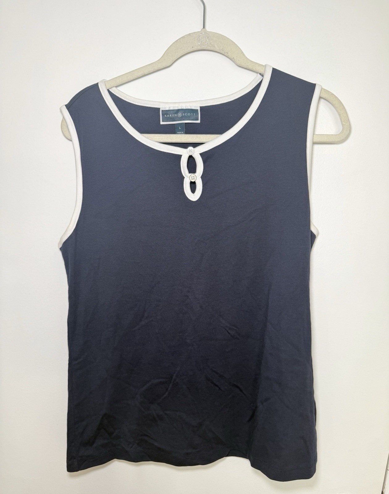 Karen Scott Navy Sleeveless Tank Size L Karen Scott Navy Sleeveless Tank Size L