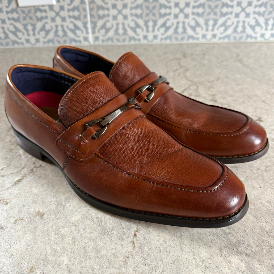 Stacy Adams Men’s Brown Leather Bit Loafers Dress Shoes Slip-On Square Toe 10M Stacy Adams Men’s Brown Leather Bit Loafers Dress Shoes Slip-On Square Toe 10M