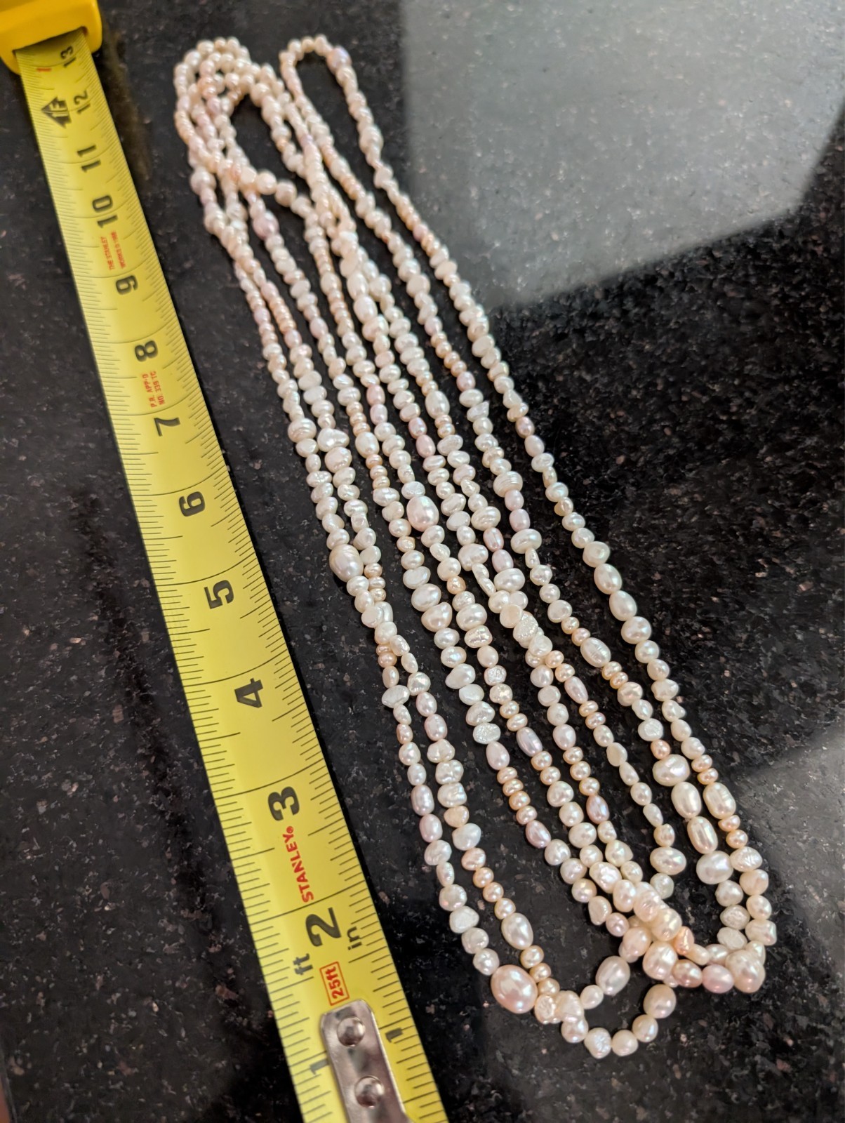 96 in Natural Strand of Pearls Stacking Wrapping Unique Solid Heavy 470 Carats