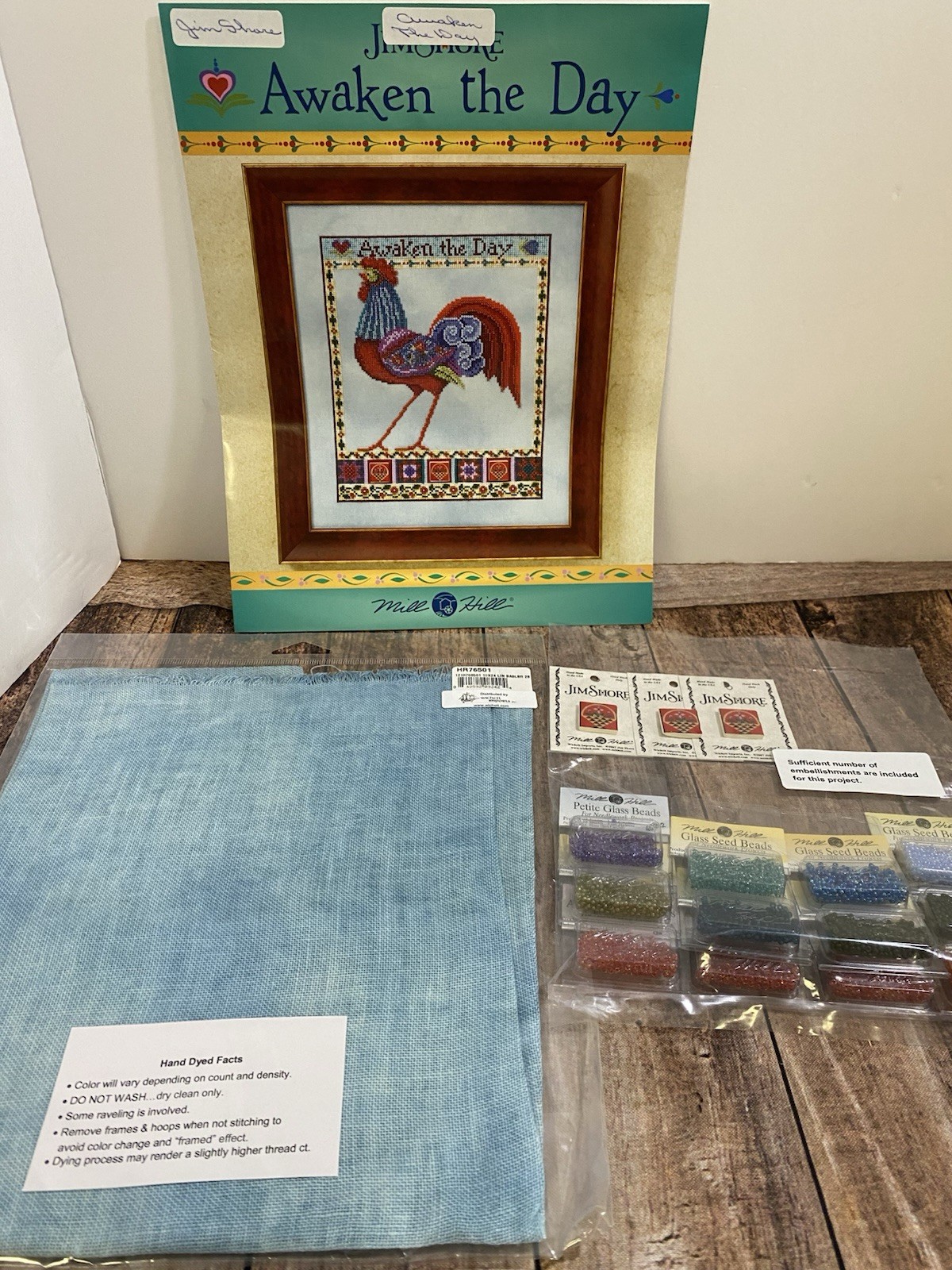 Jim Shore Awaken The Day Cross Stitch Chart -Mill Hill Beads-Buttons-Linen