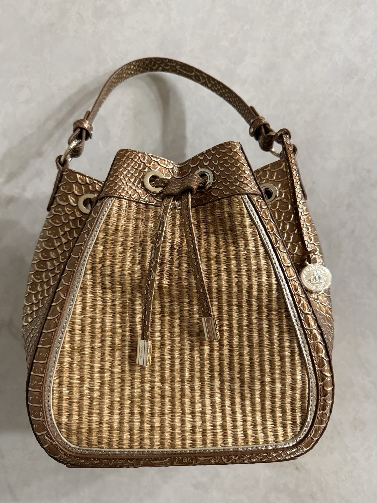 Brahmin Melinda HoneyBrown Sandalwood Leather Bucket Bag Brahmin Melinda HoneyBrown Sandalwood Leather Bucket Bag