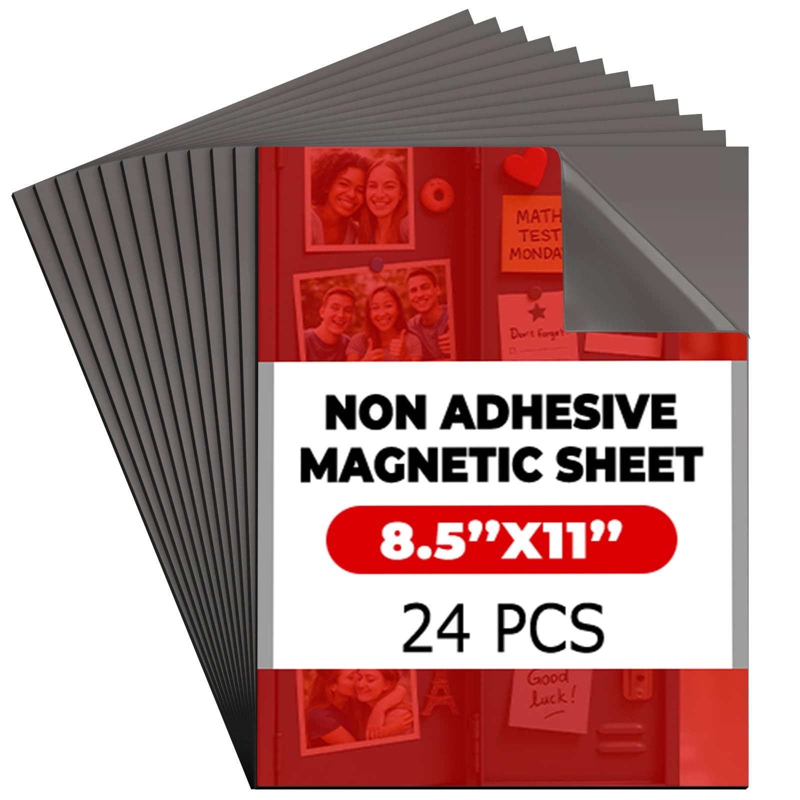 Copkim 24 Pack Non-Adhesive Magnetic Sheets 8.5 x 11 inches, Black, Gray