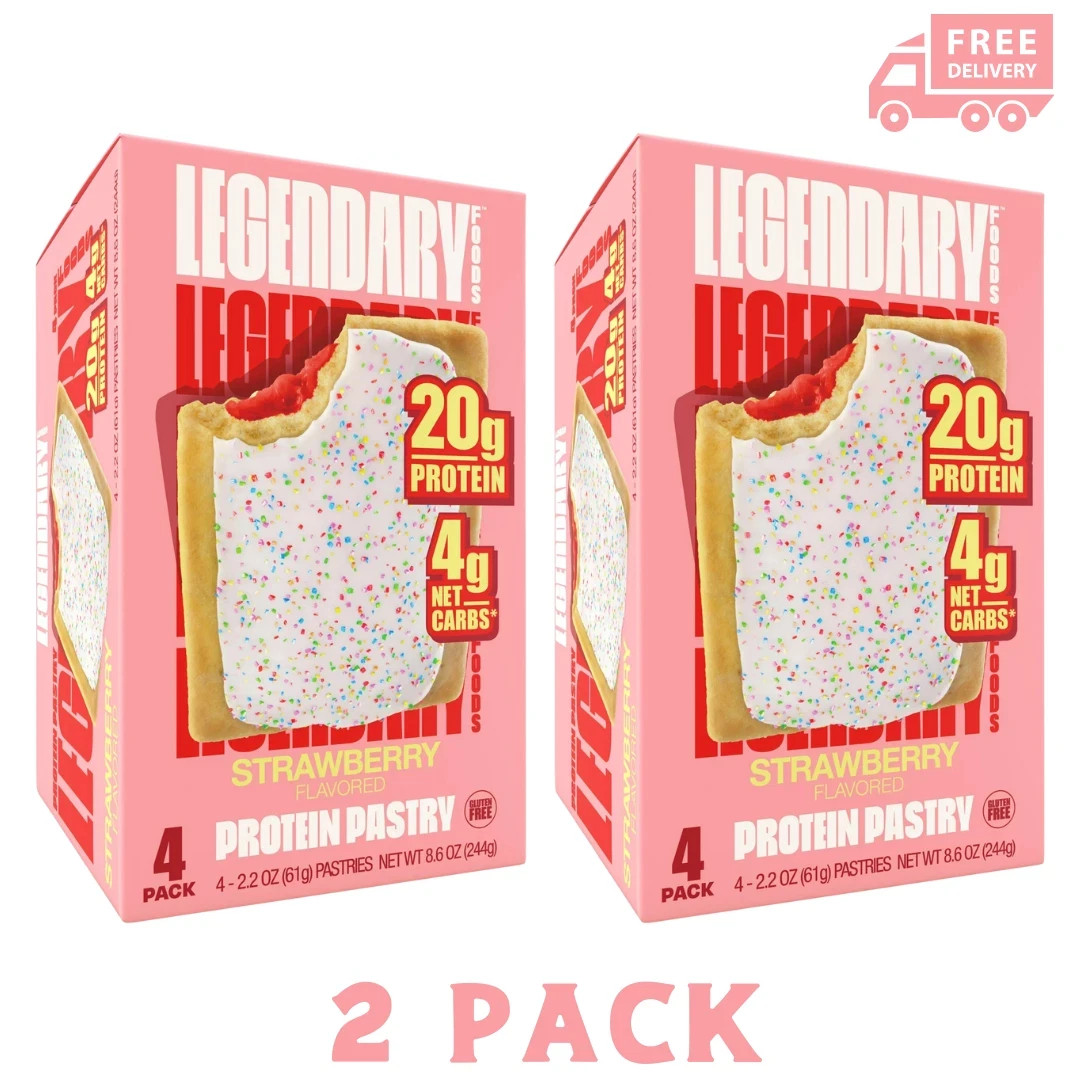 Legendary Foods Protein Pastry - Strawberry 4 Pack X 2 Protein Snack Keto Friend
