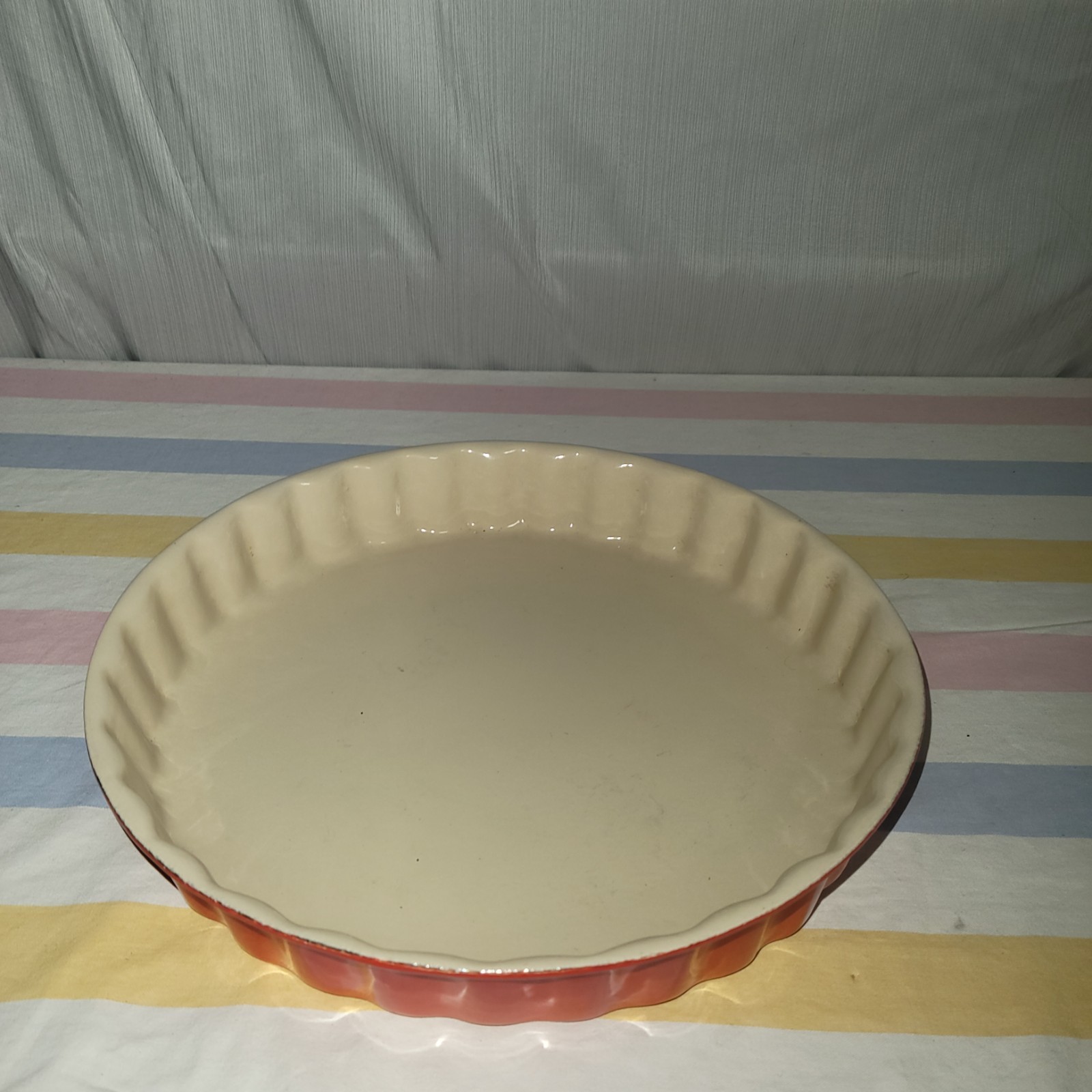 Vintage Cousances 26 Orange Enamel Cast Iron Tart Quiche Pan Made in France Vintage Cousances 26 Orange Enamel Cast Iron Tart Quiche Pan Made in France