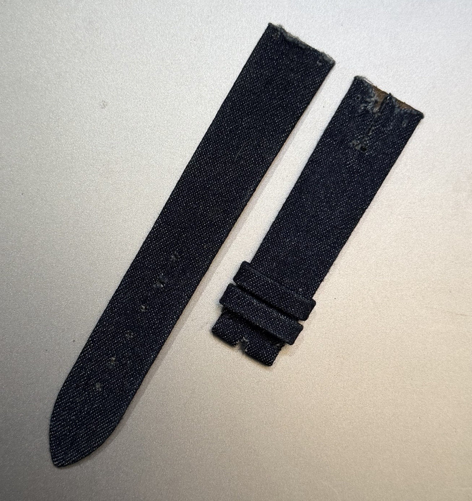 Genuine Corum Blue Denim & Leather 18mm Watch Strap Band Swiss Made NOS OEM