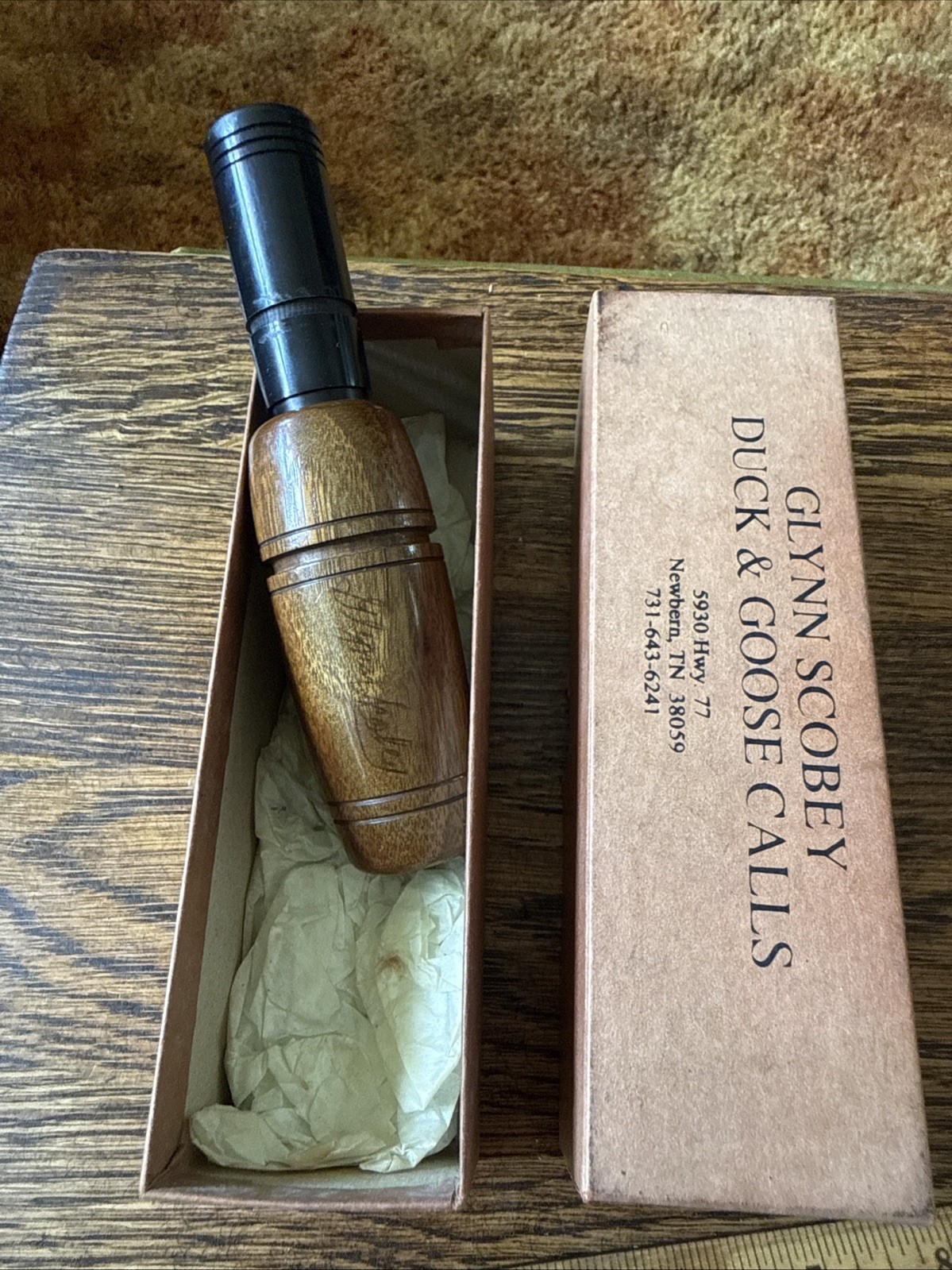 VINTAGE GLYNN SCOBEY SIGNED GOOSE CALL In Original Box Newborn Tennessee VINTAGE GLYNN SCOBEY SIGNED GOOSE CALL In Original Box Newborn Tennessee