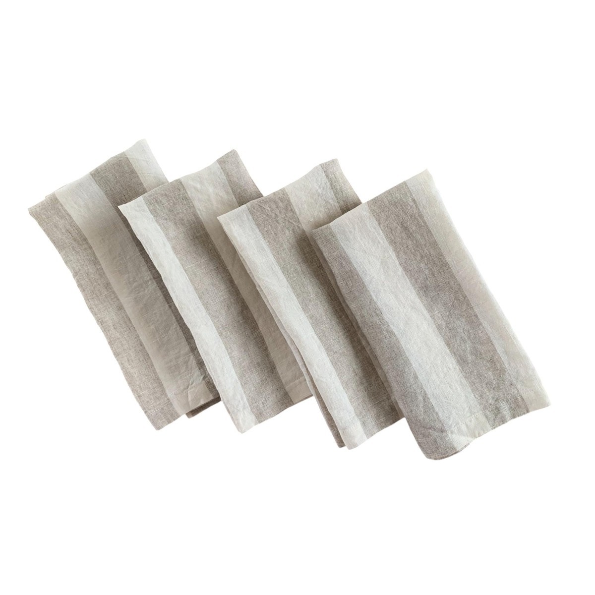 Eight Owls Linen Napkins Stonewashed Pure Linen Stripe Cloth Dinner Napkins