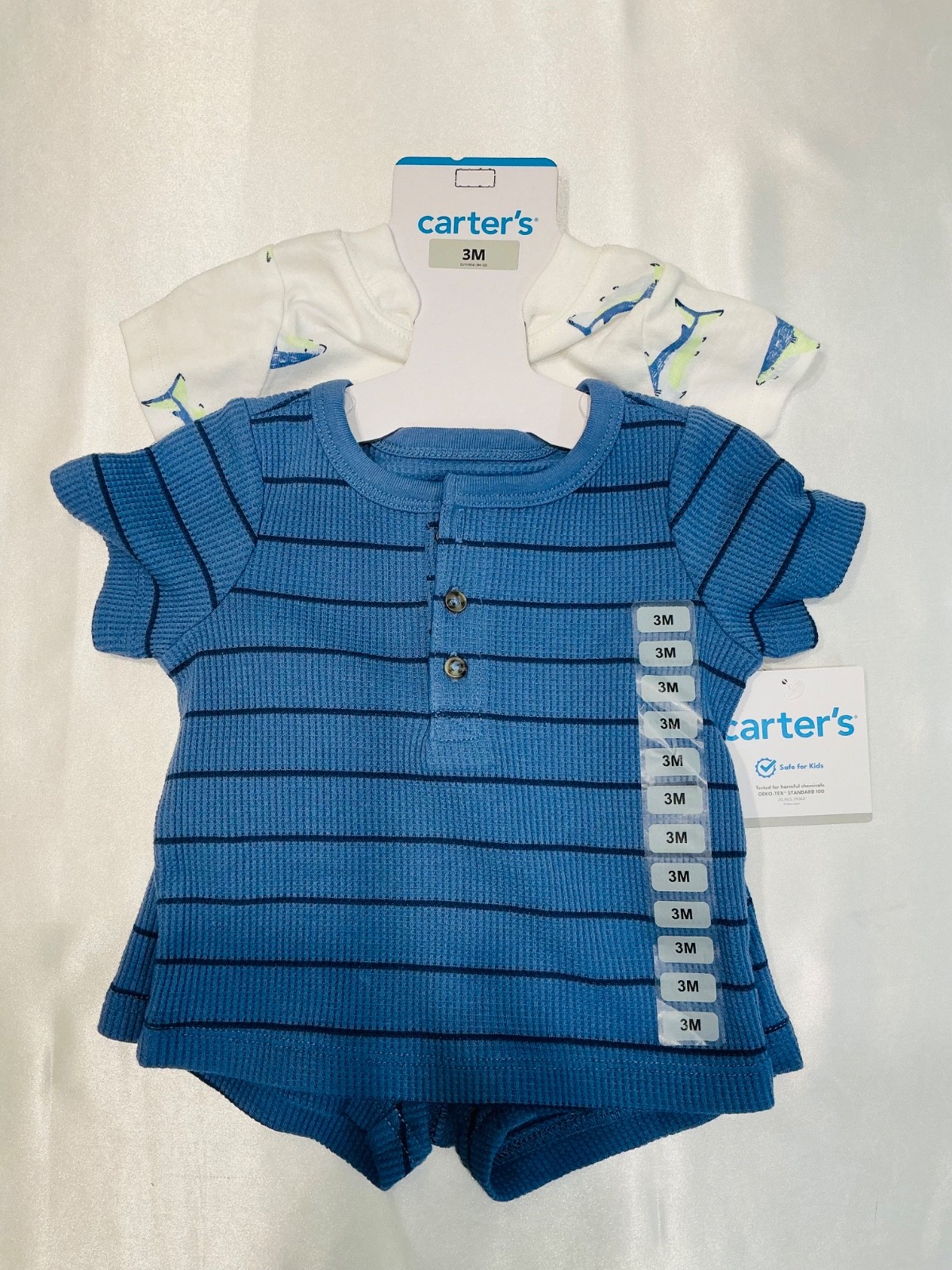 Carter\'s 0-3M 3-Piece Shark T-Shirt, Striped Bodysuit & Shorts Set NWT Carter\'s 0-3M 3-Piece Shark T-Shirt, Striped Bodysuit & Shorts Set NWT