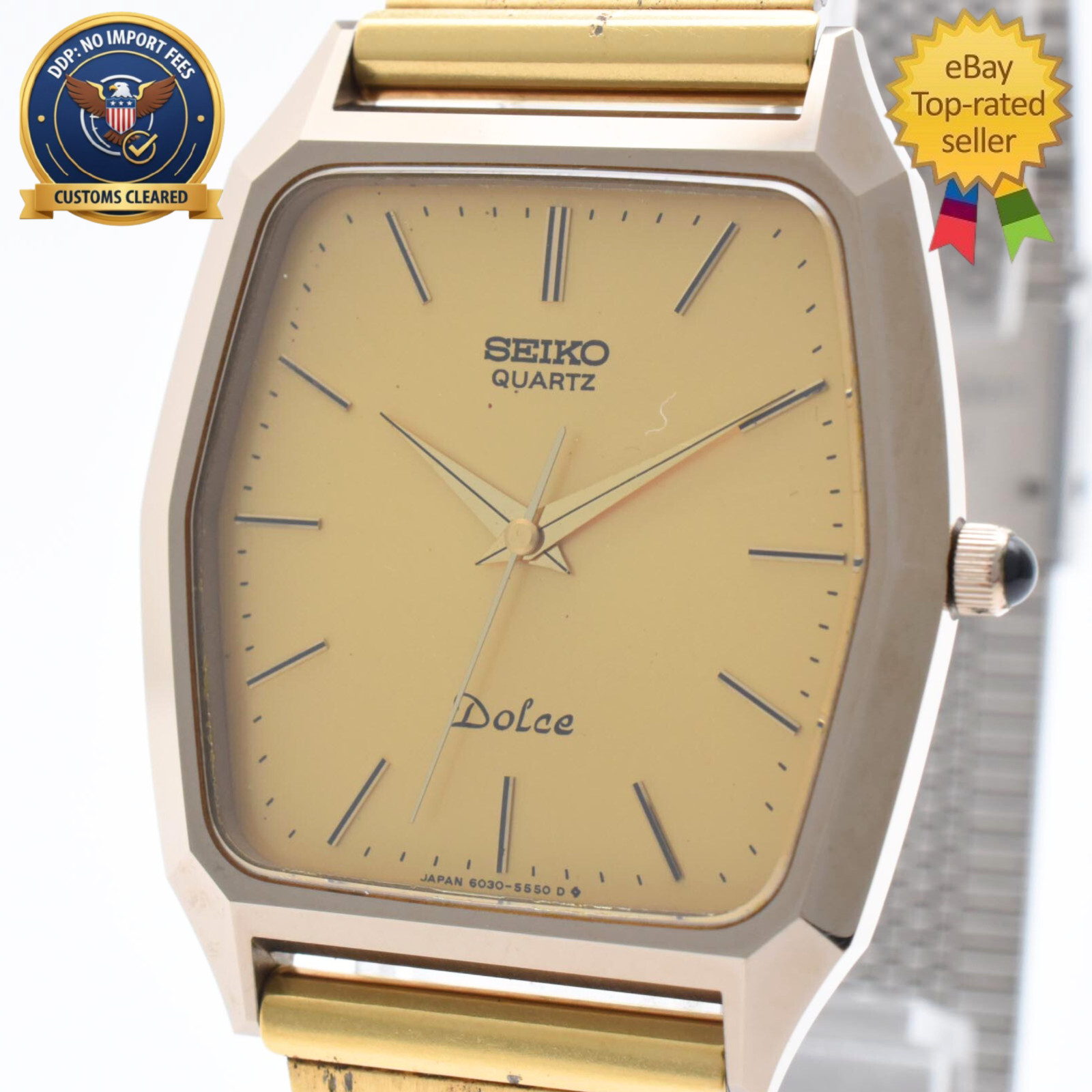 ▶️ [Exc+5] SEIKO Dolce 6030-5480 Gold Dial 29mm Quartz Vintage Men\'s Watch