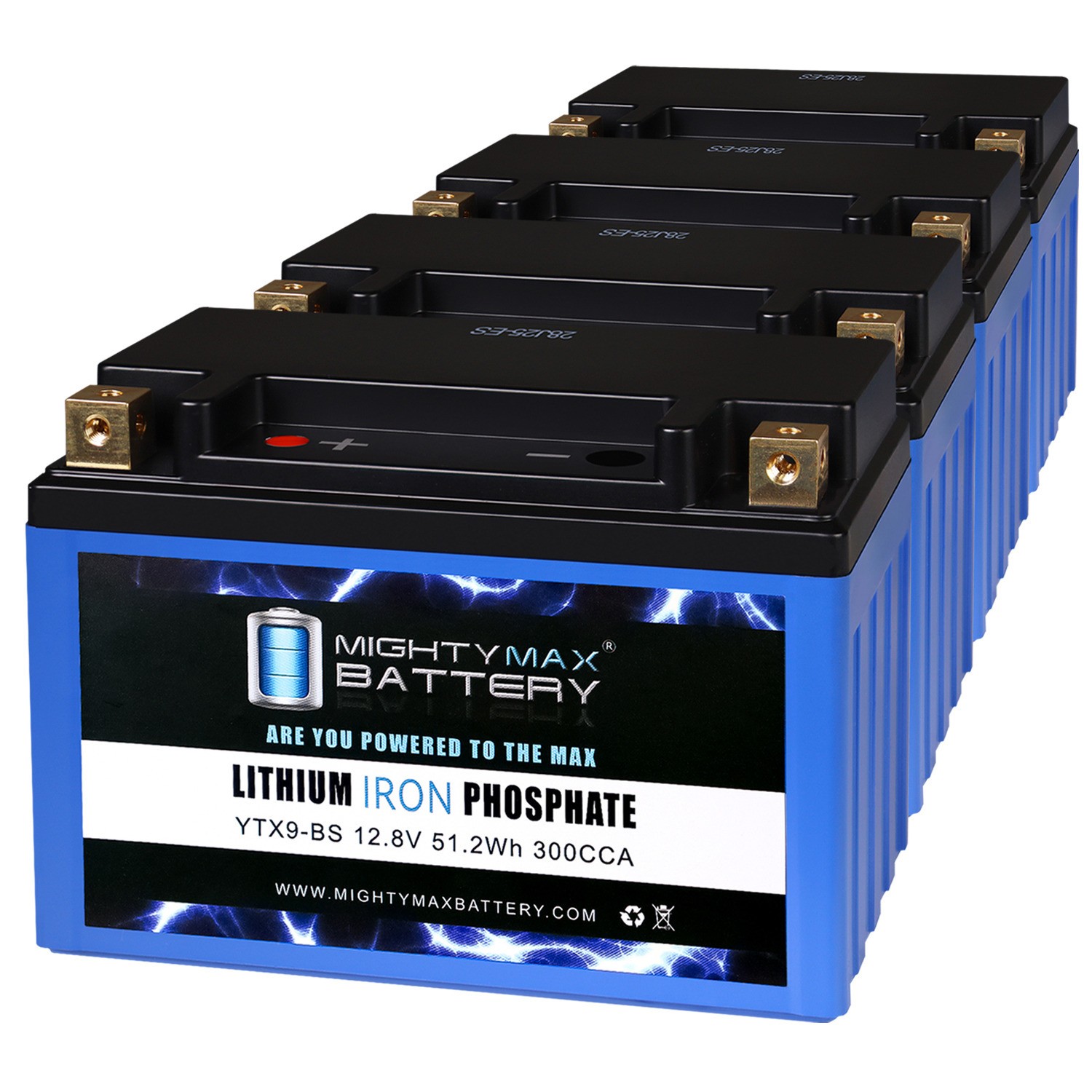 Mighty Max YTX9-BS Lithium Battery Compatible with Chrome YTX9-BS - 4 Pack