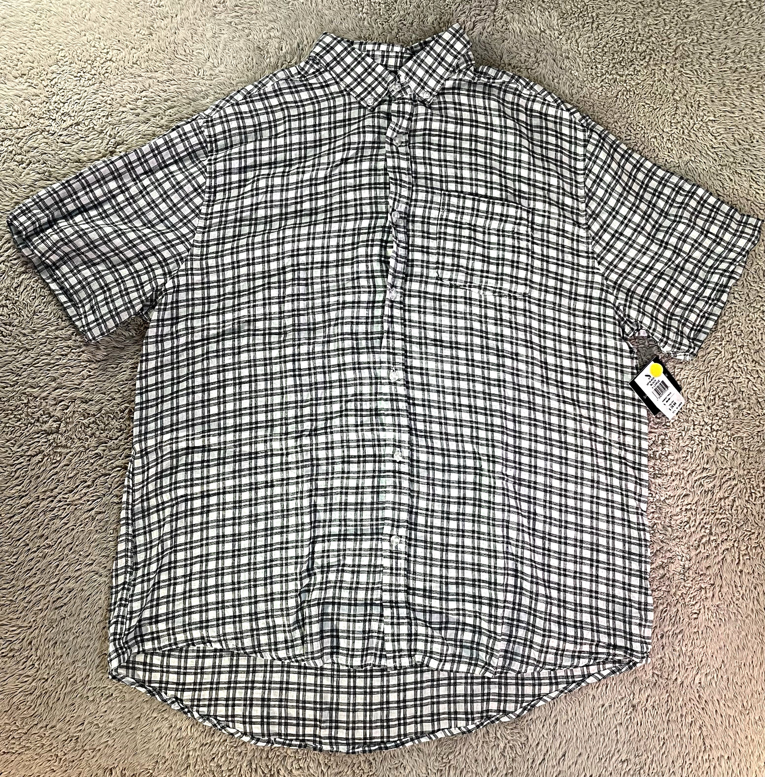 Saks Fifth Avenue Men’s XL Regular Black/White Plaid Button-Front Shirt