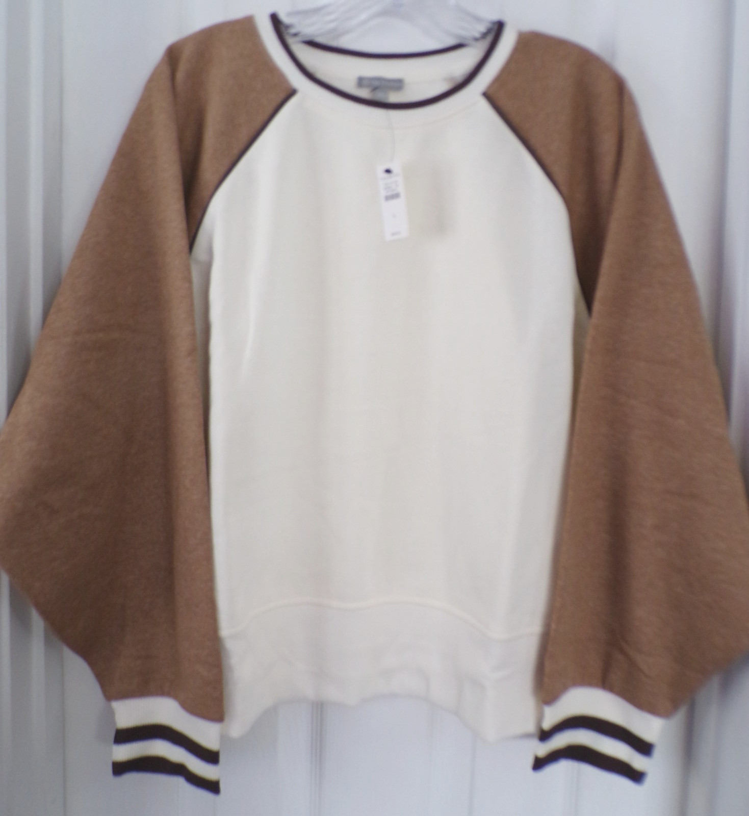 NWT NEW FALL T BY TALBOTS LARGE COZY FLEECE COLORBLOCK PULLOVER TOP  $89.50