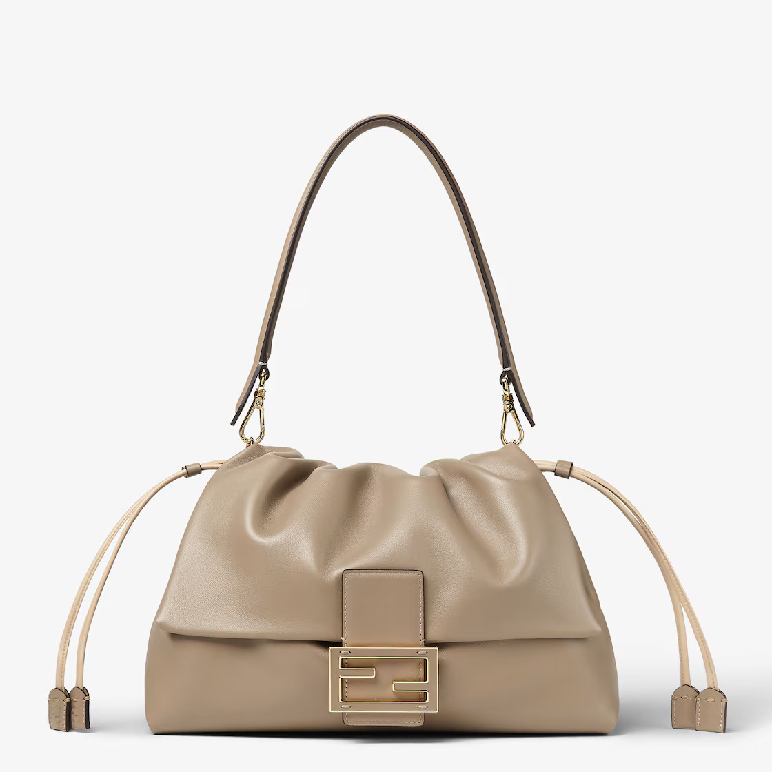 Fendi Soft Leather Dove Gray Nappa Mamma Large Baguette with Shoulder Strap Fendi Soft Leather Dove Gray Nappa Mamma Large Baguette with Shoulder Strap