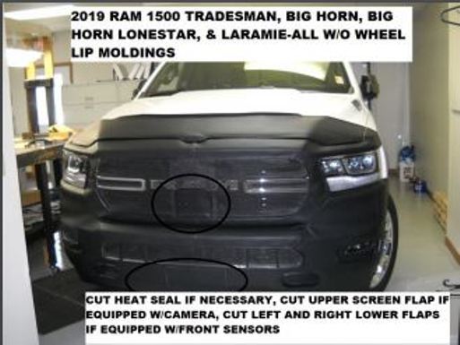Lebra Front End Mask Bra Fits 2019-2024 Dodge Ram 1500 W/O wheel lip molding