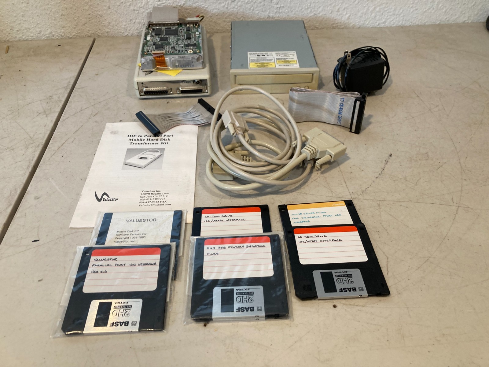 ValueStor PPport IDE Hard Drive Transformer Kit Vintage DOS Software Cables ValueStor PPport IDE Hard Drive Transformer Kit Vintage DOS Software Cables
