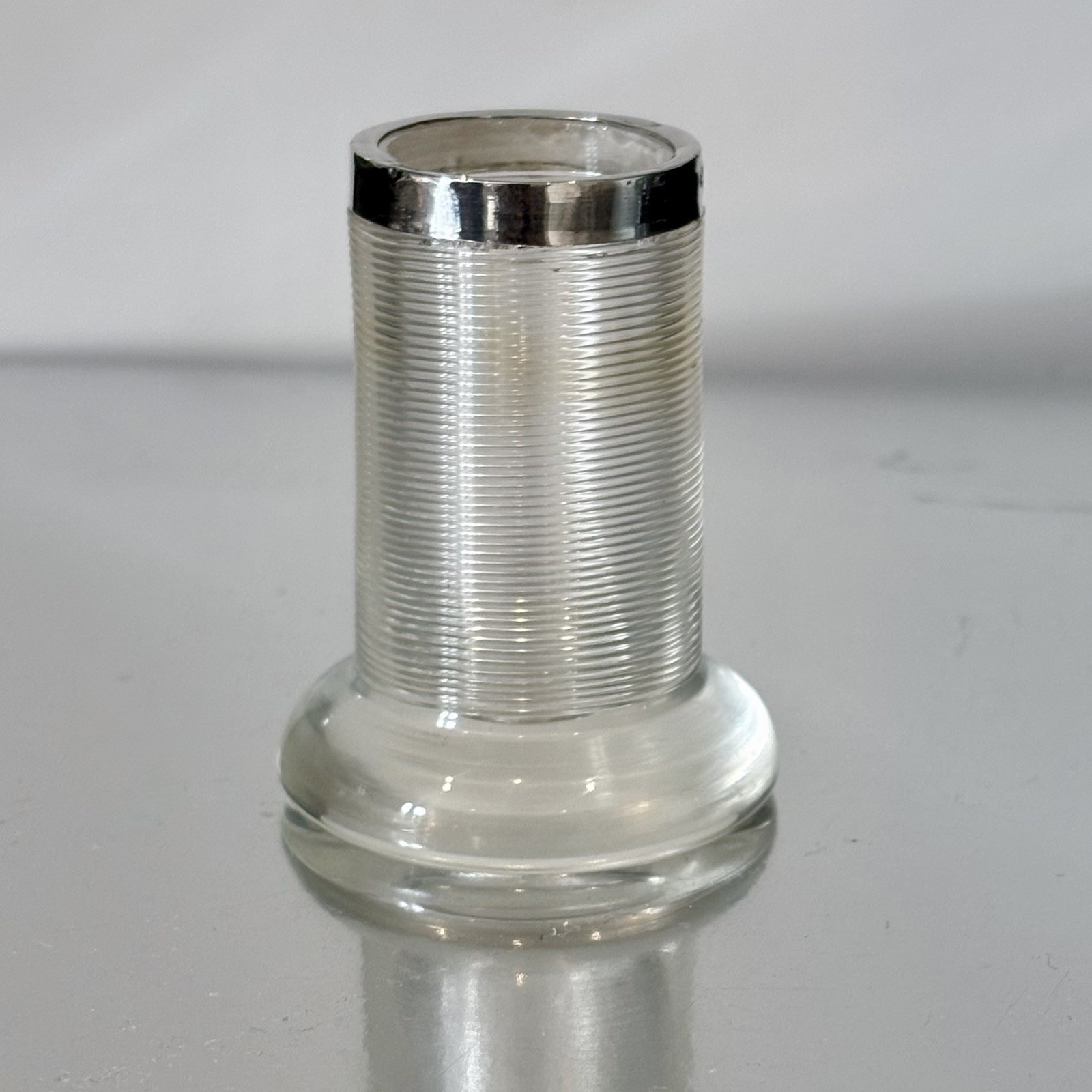 Antique 1901 Birmingham Sterling Silver Rim Glass Match Strike