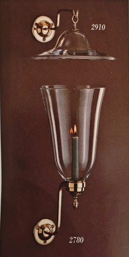 Vintage Williamsburg Virginia Metalcrafters Bruton Candle Sconce w/ SMOKE BELL
