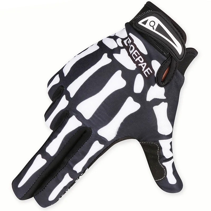 Biker Skeleton Bone Gloves Racing Cycling Motorcycle Mechanics Goth Full Finger