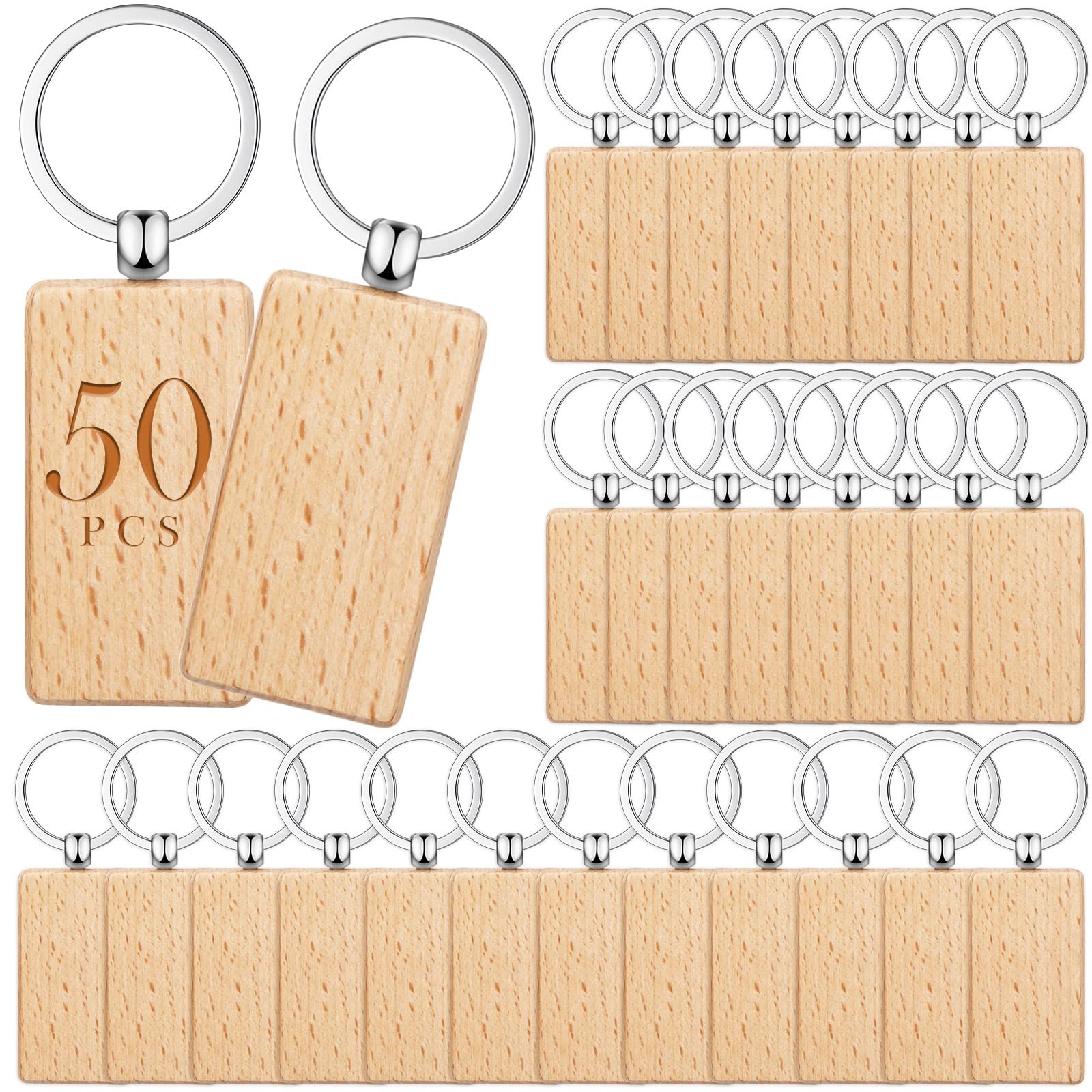 50 Pcs Wooden Keychain Blanks Bulk Laser Engraving Key Chain Unfinished Woode... 50 Pcs Wooden Keychain Blanks Bulk Laser Engraving Key Chain Unfinished Woode...
