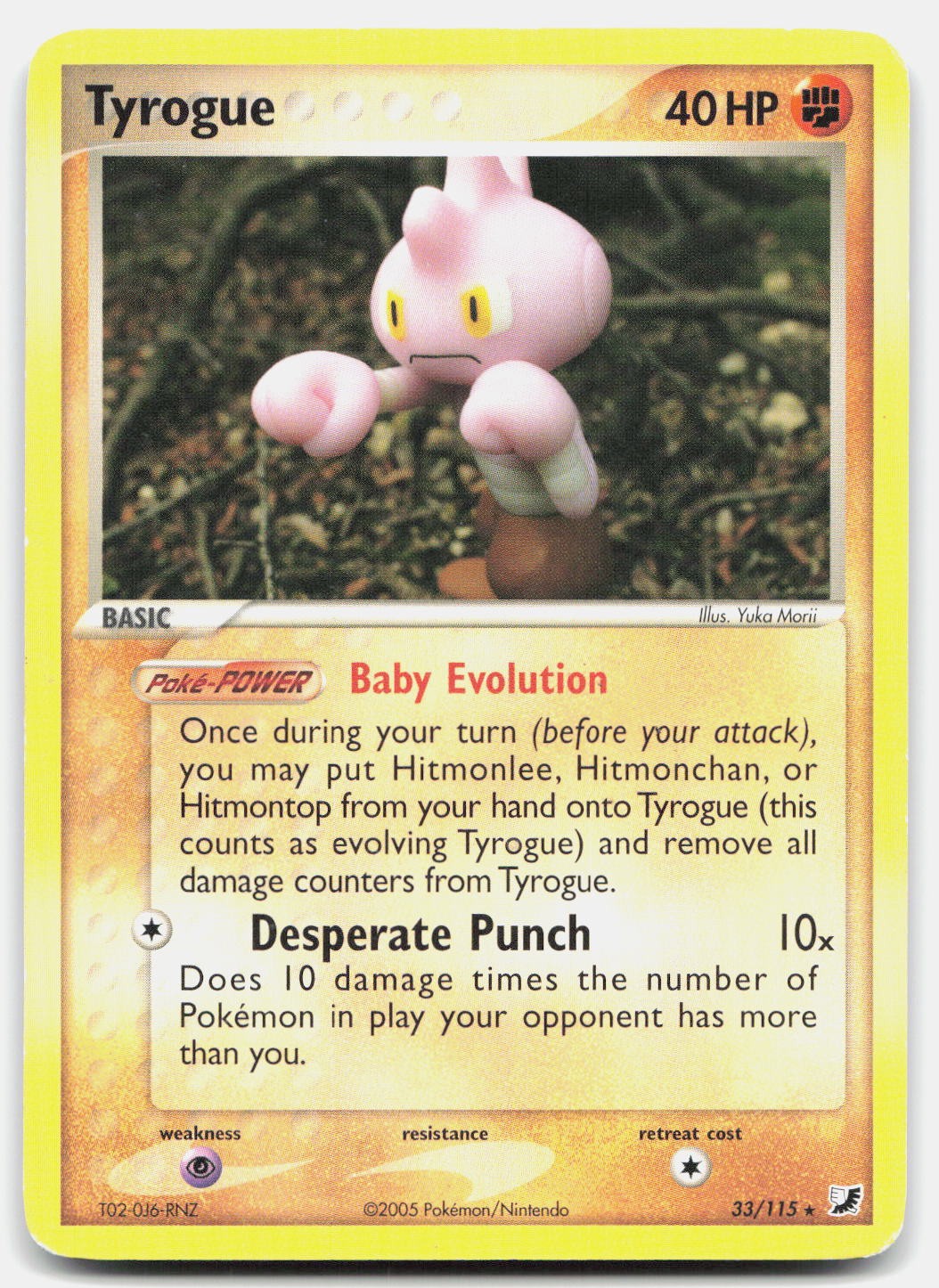 Tyrogue 33/115 Rare Unseen Forces Pokemon Moderately Played