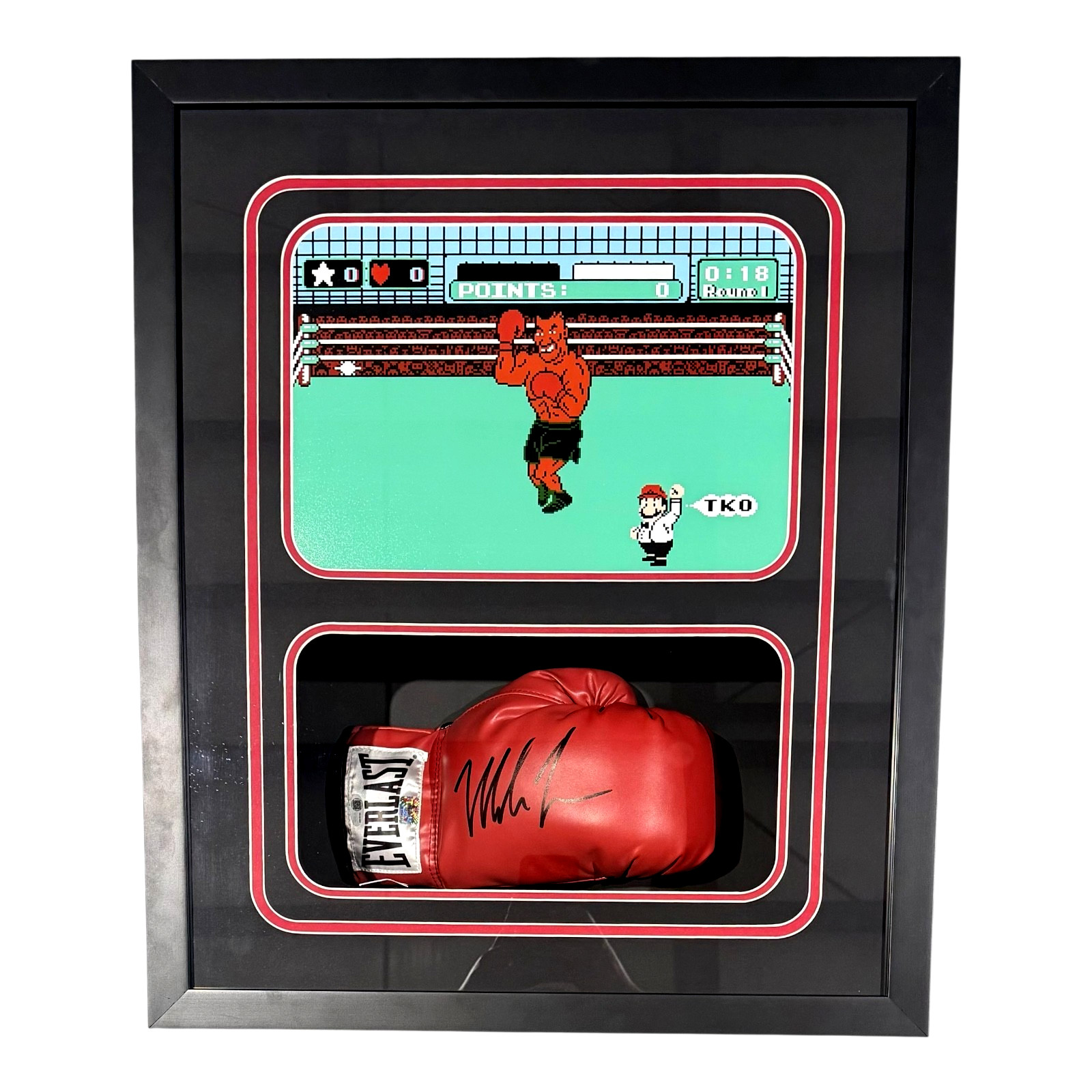 Mike Tyson Signed Glove Shadow Box JSA & Mike Tyson Hologram Authentic PO Red
