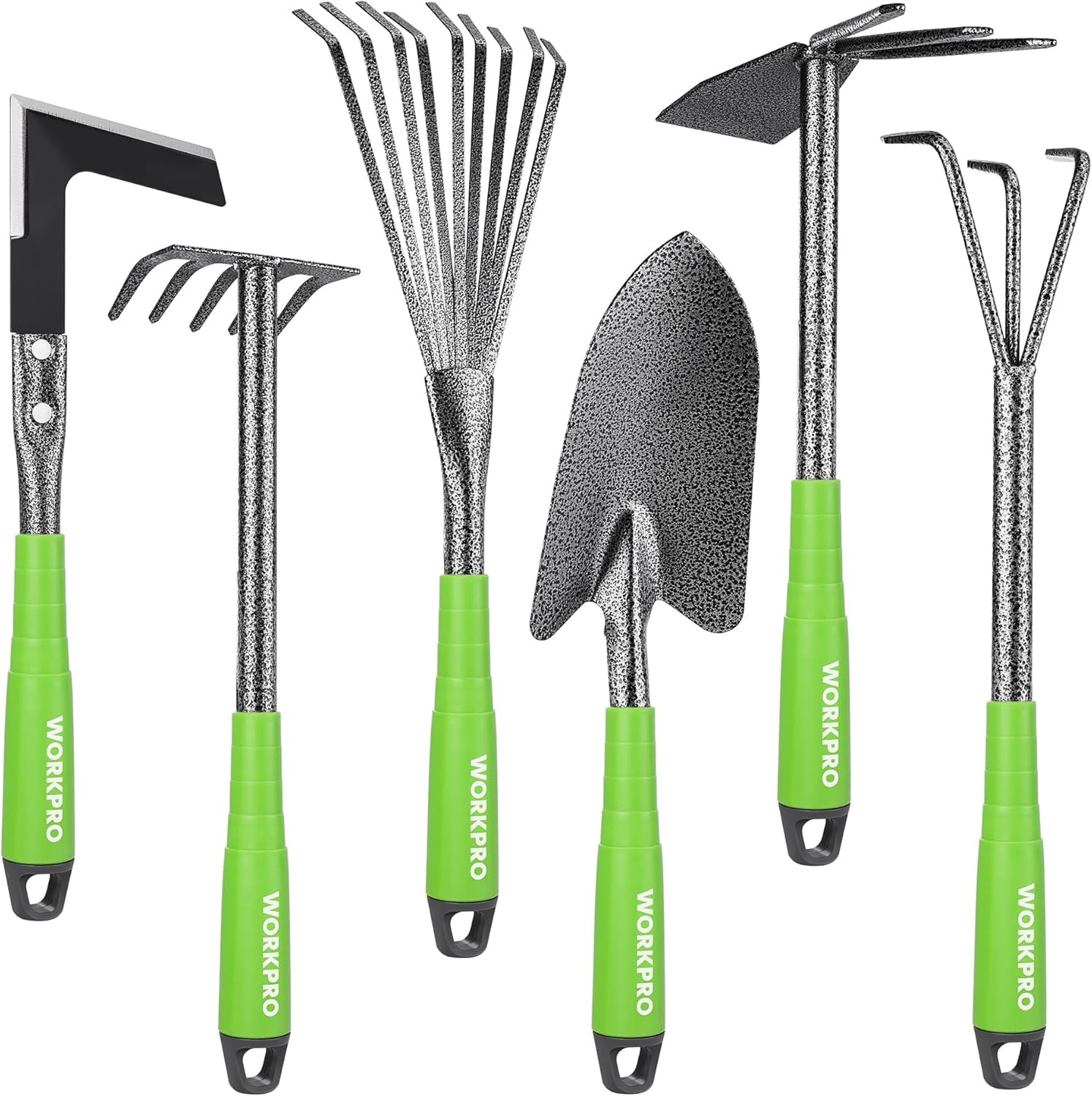 WORKPRO 6-Piece Garden Tool Set, Heavy Duty Gardening Hand Tools with Soft Rubbe
